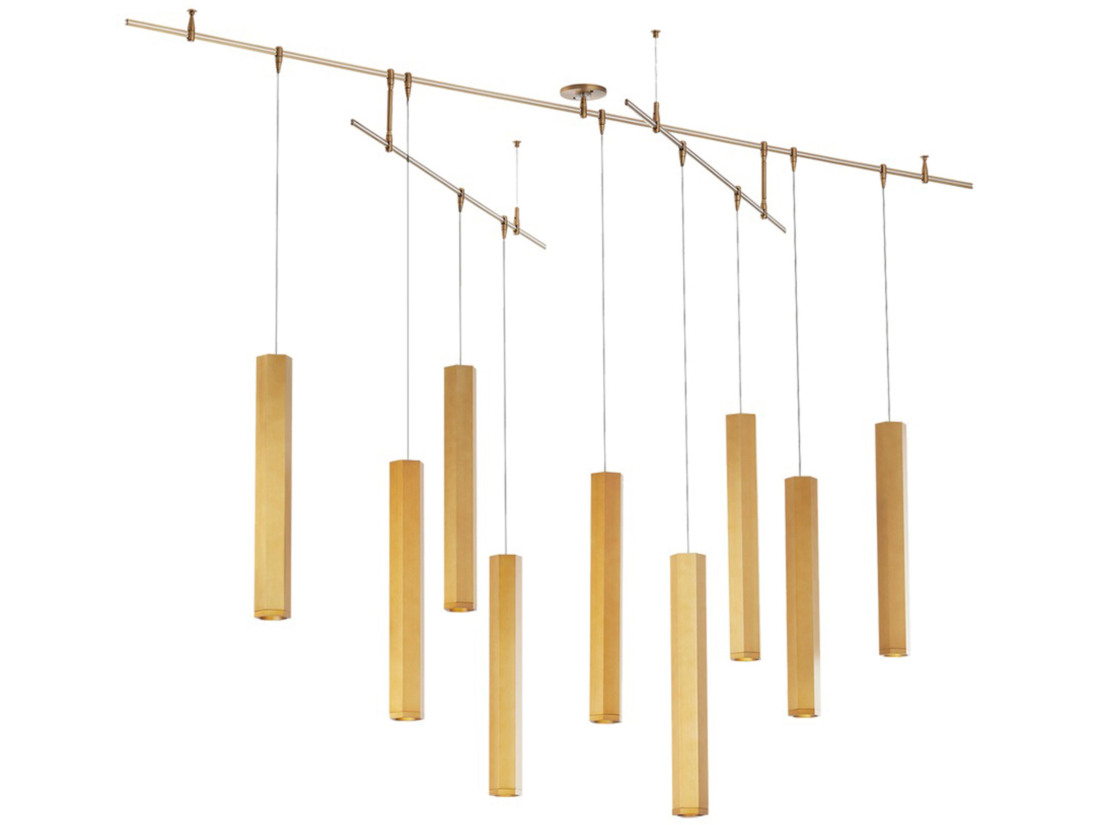 Blok 9-Light Aged Brass Linear Chandelier