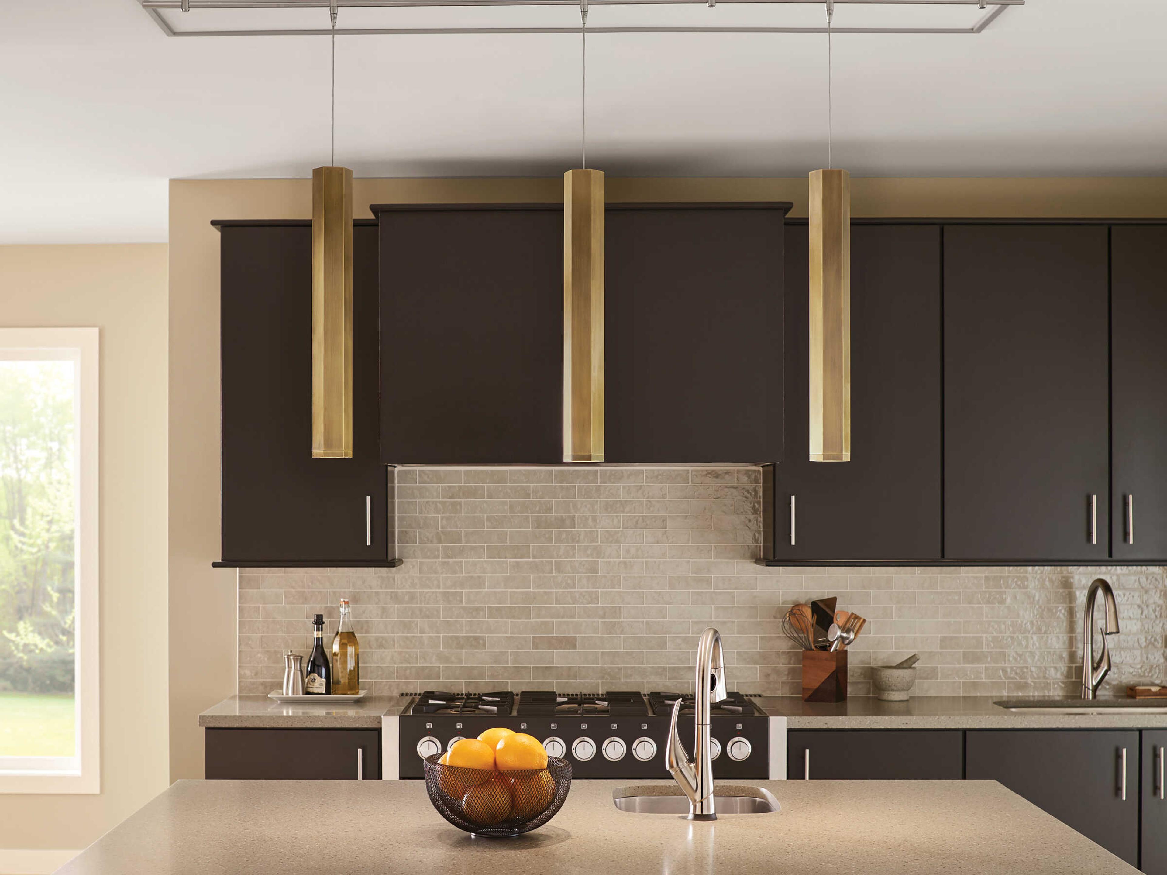 Visual Comfort Modern Blok 1-Light Aged Brass Cylinder Mini Pendant