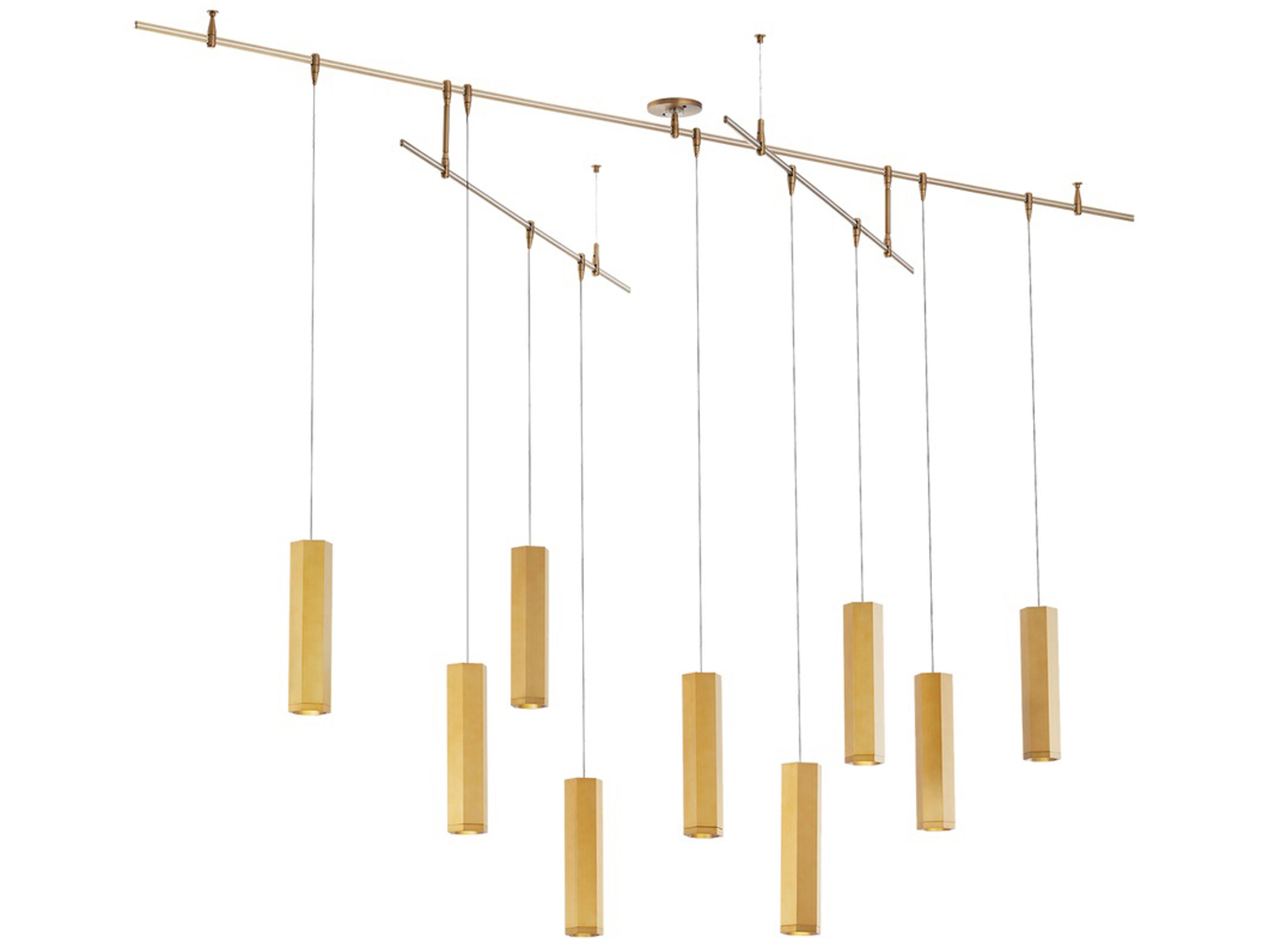 Blok 9-Light Aged Brass Linear Chandelier