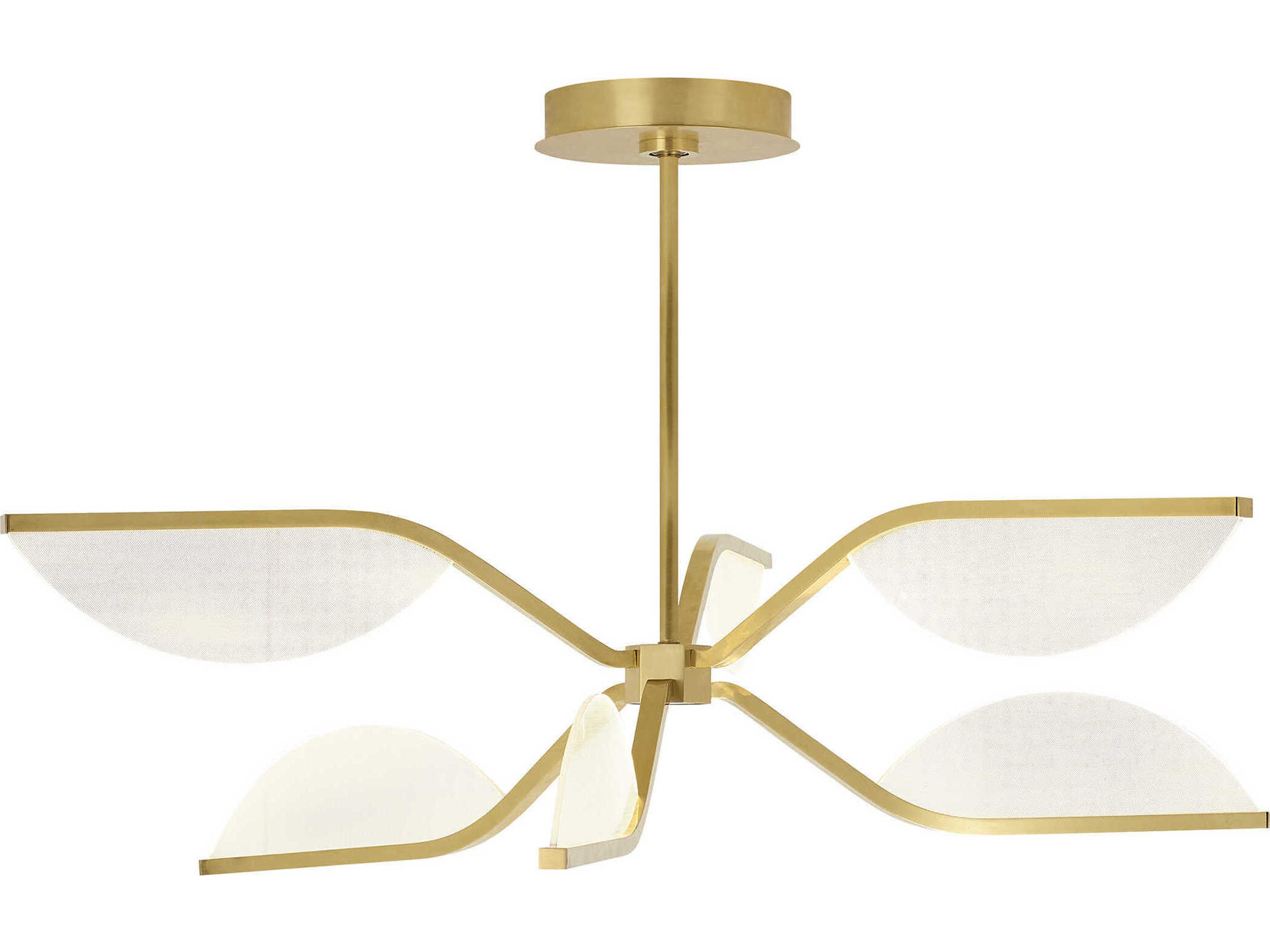 Belterra 30 Inch Convertible Chandelier Flushmount Natural Brass