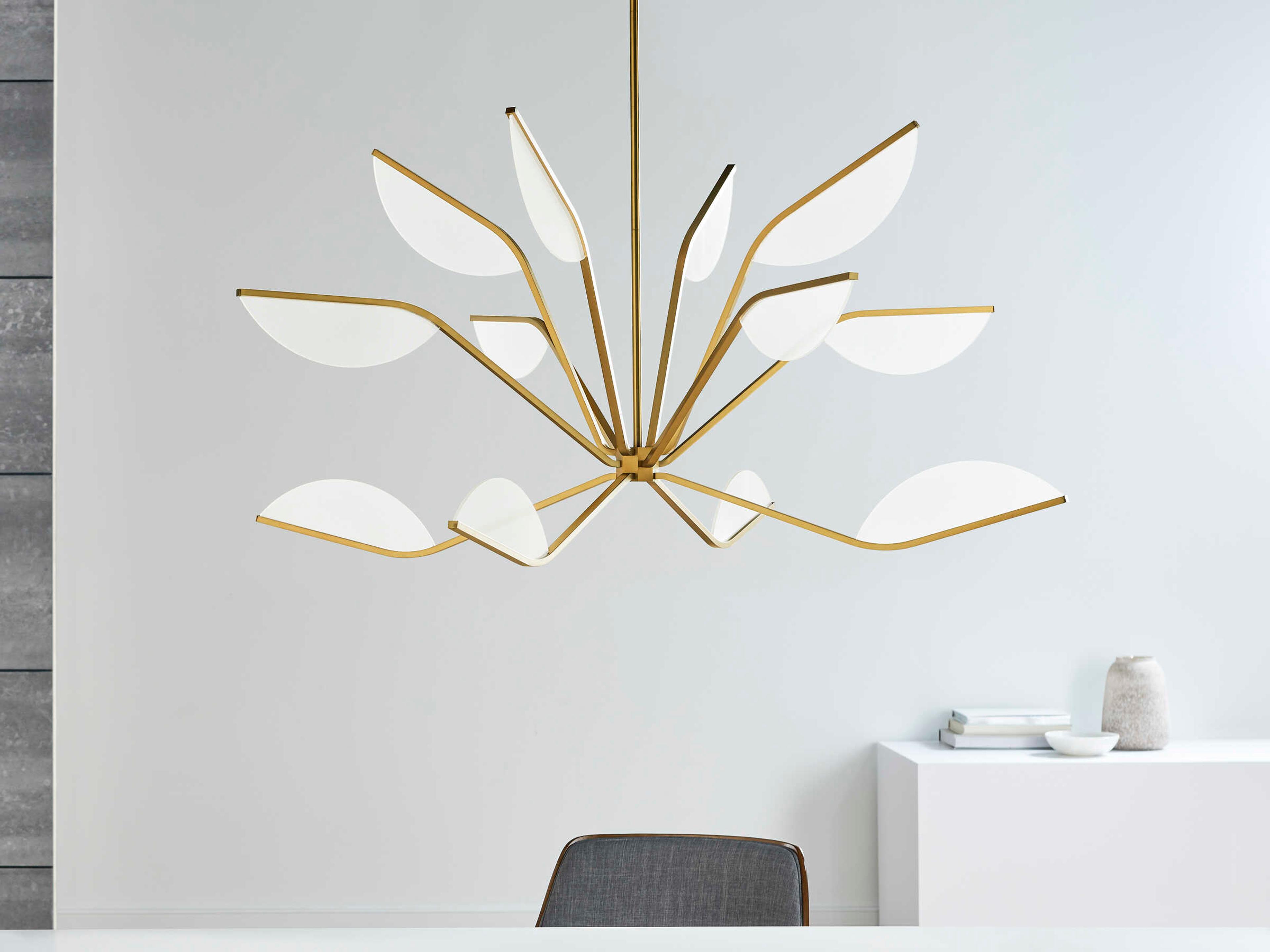 Visual Comfort Modern Belterra 1-Light Natural Brass Chandelier
