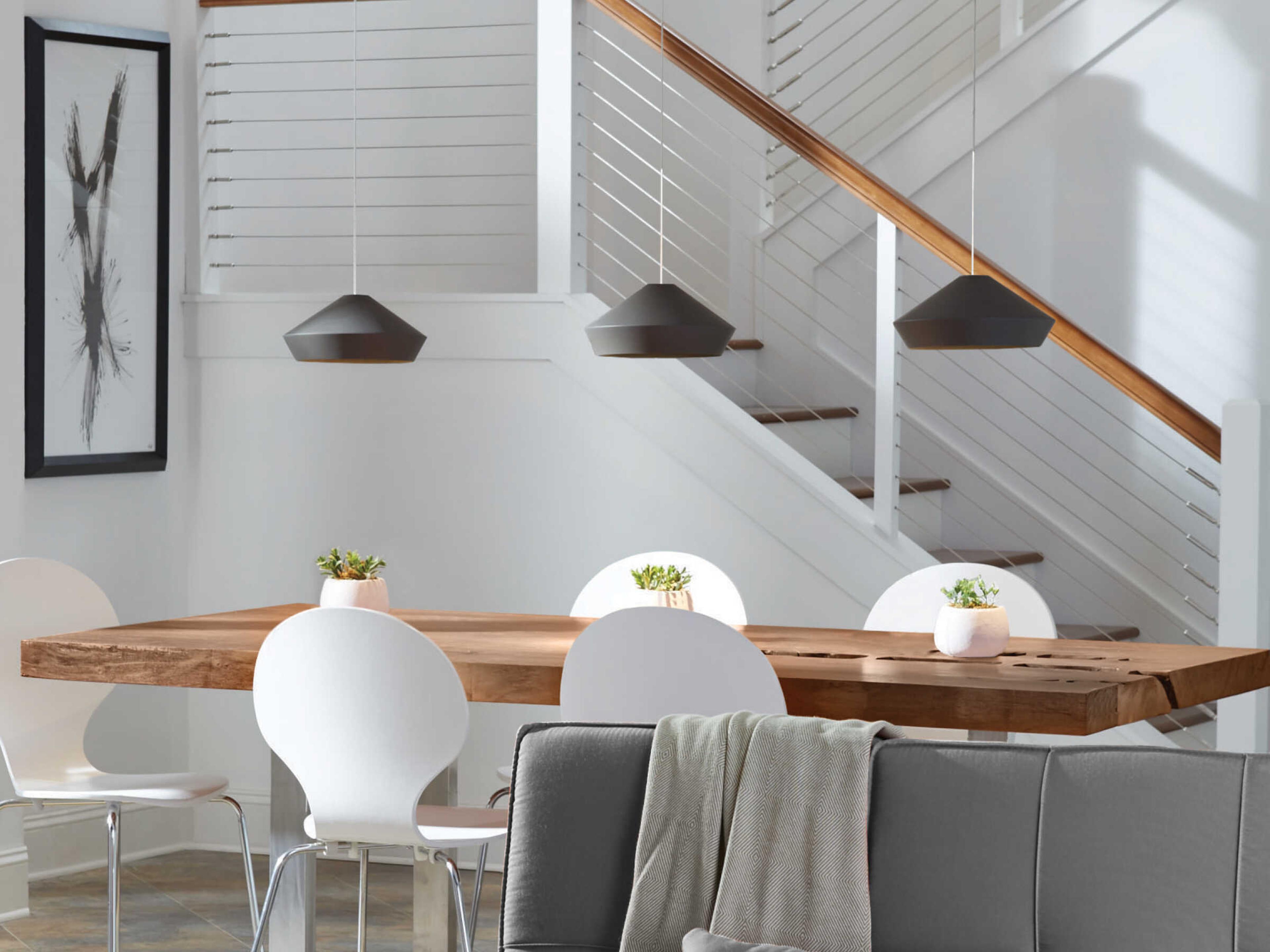 Visual Comfort Modern Brummel 1-Light Satin Nickel Gray Mini Pendant