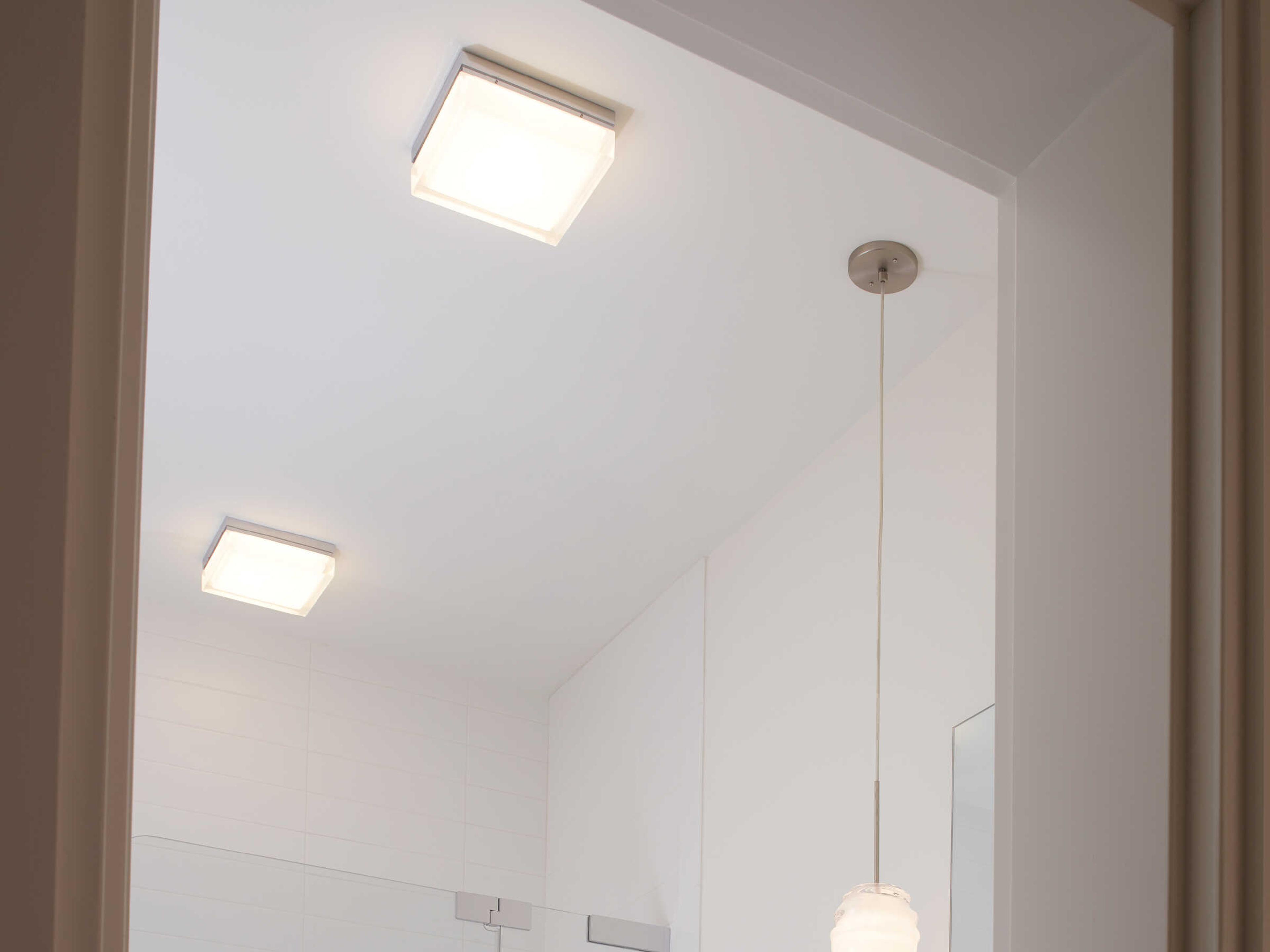 Visual Comfort Modern Boxie 1-Light Satin Nickel Flush Mount