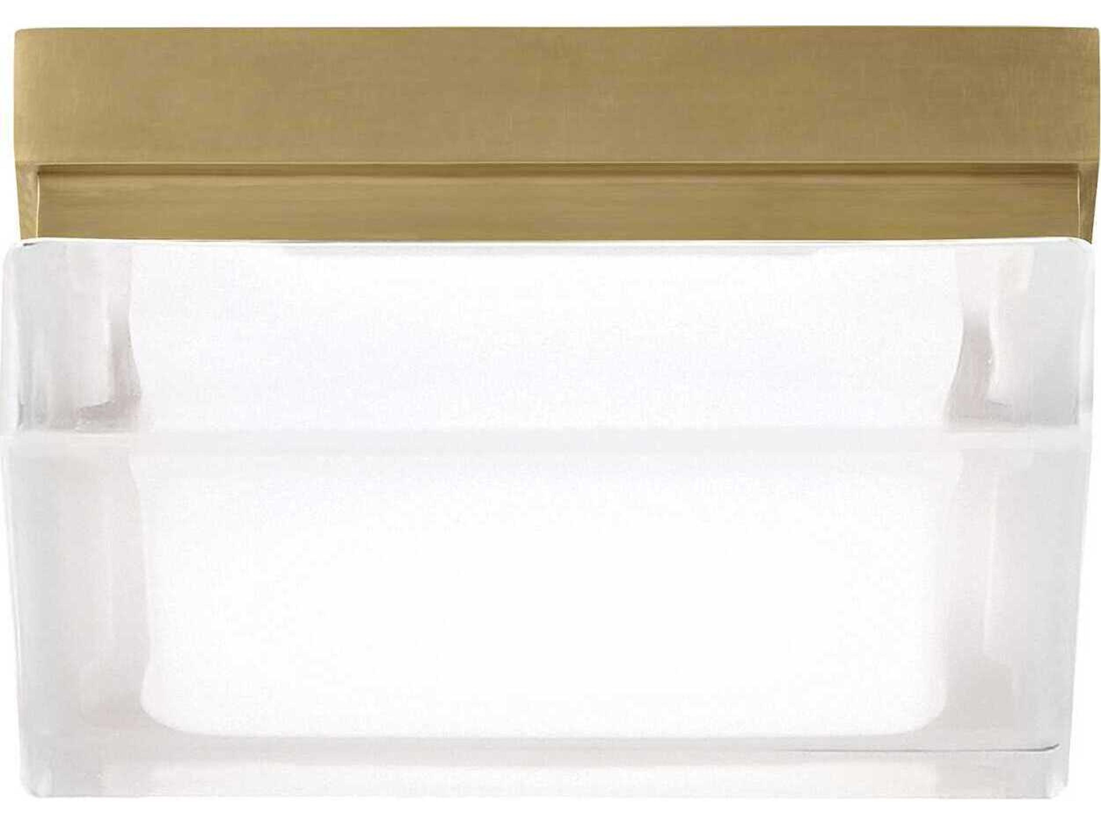 Boxie Small Flush Mount Ceiling Fixture in Natural Brass