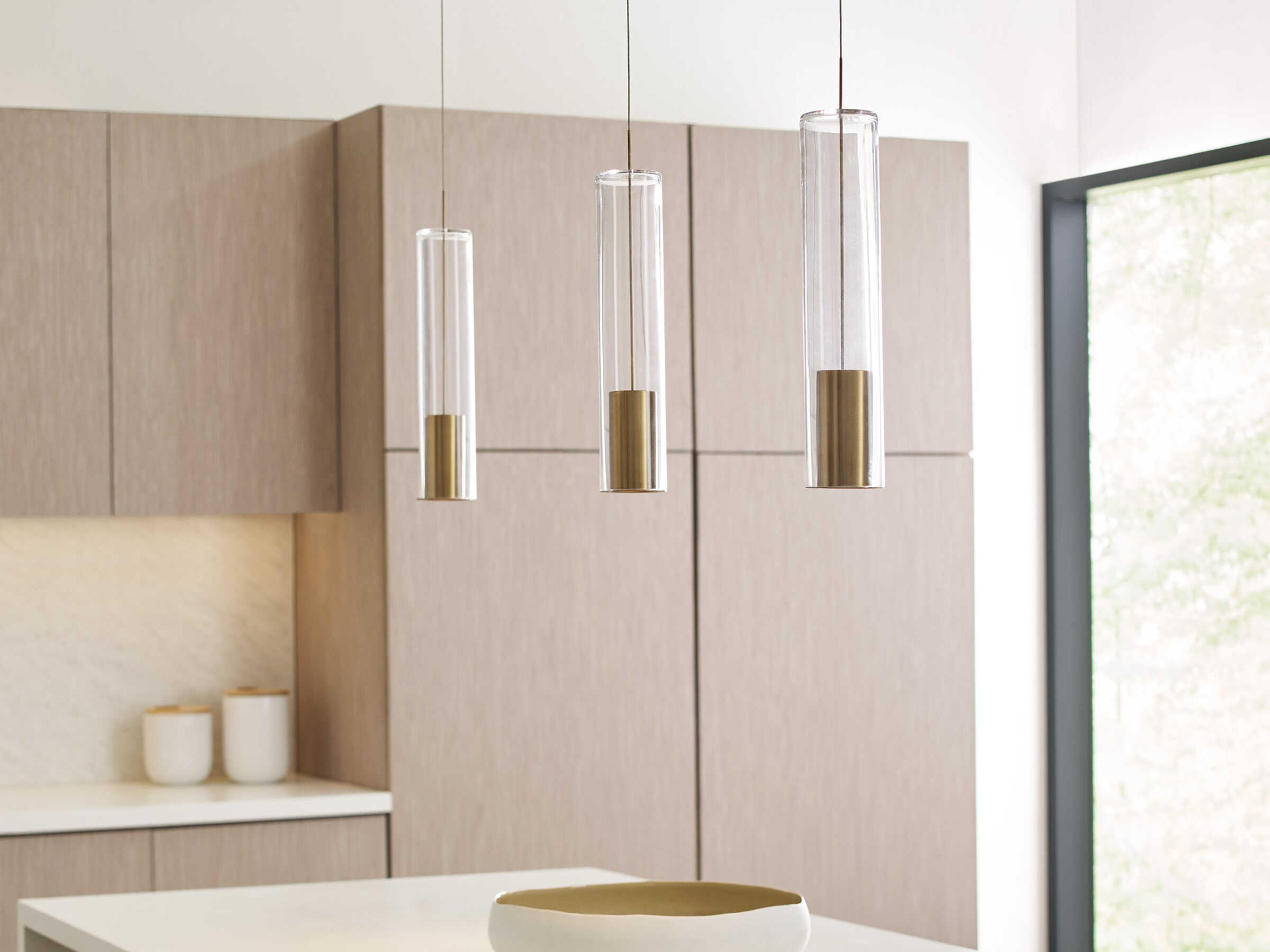 Visual Comfort Modern Captra 1-Light Aged Brass Cylinder Mini Pendant