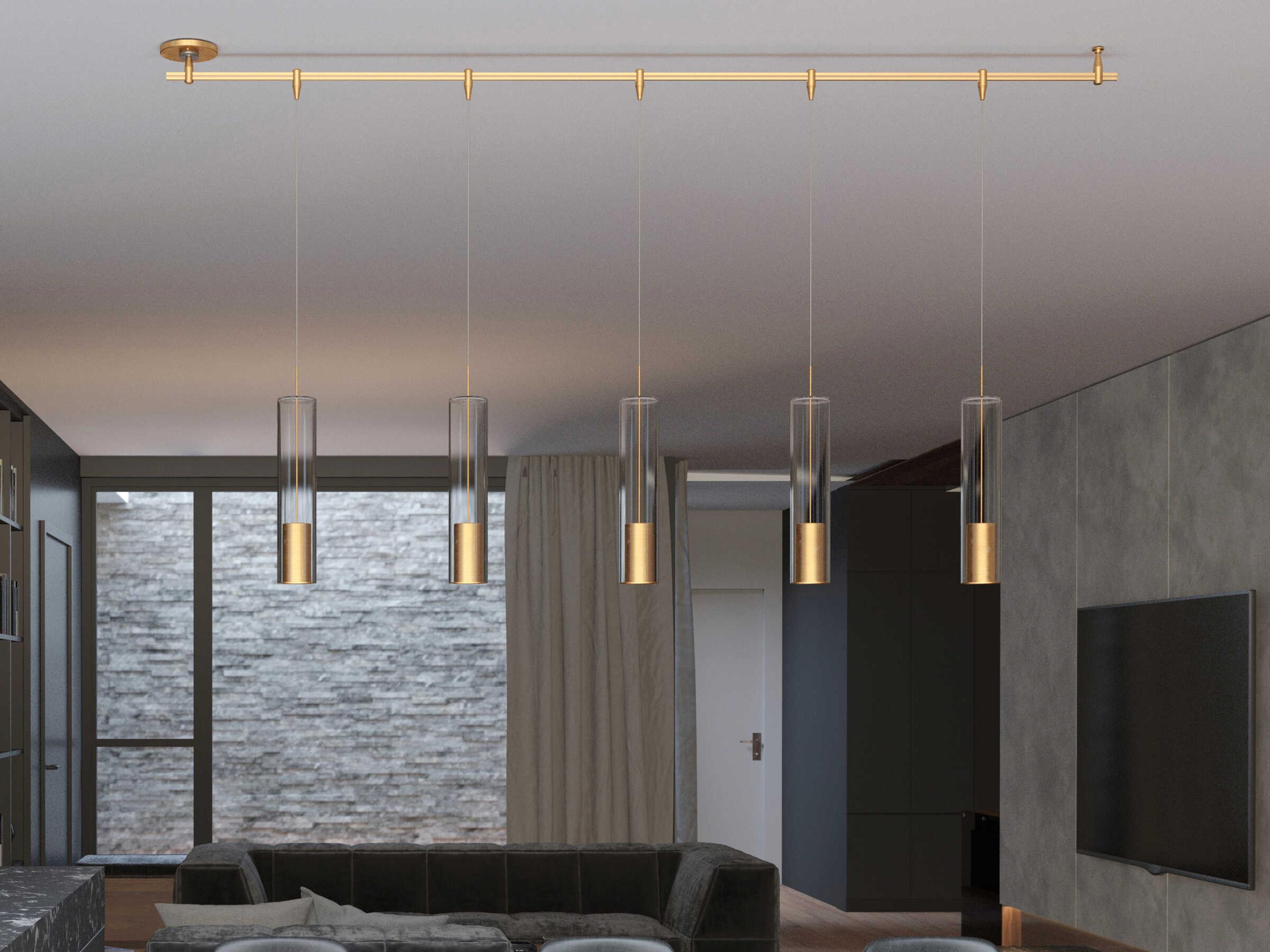 Visual Comfort Modern Captra 1-Light Aged Brass Cylinder Mini Pendant