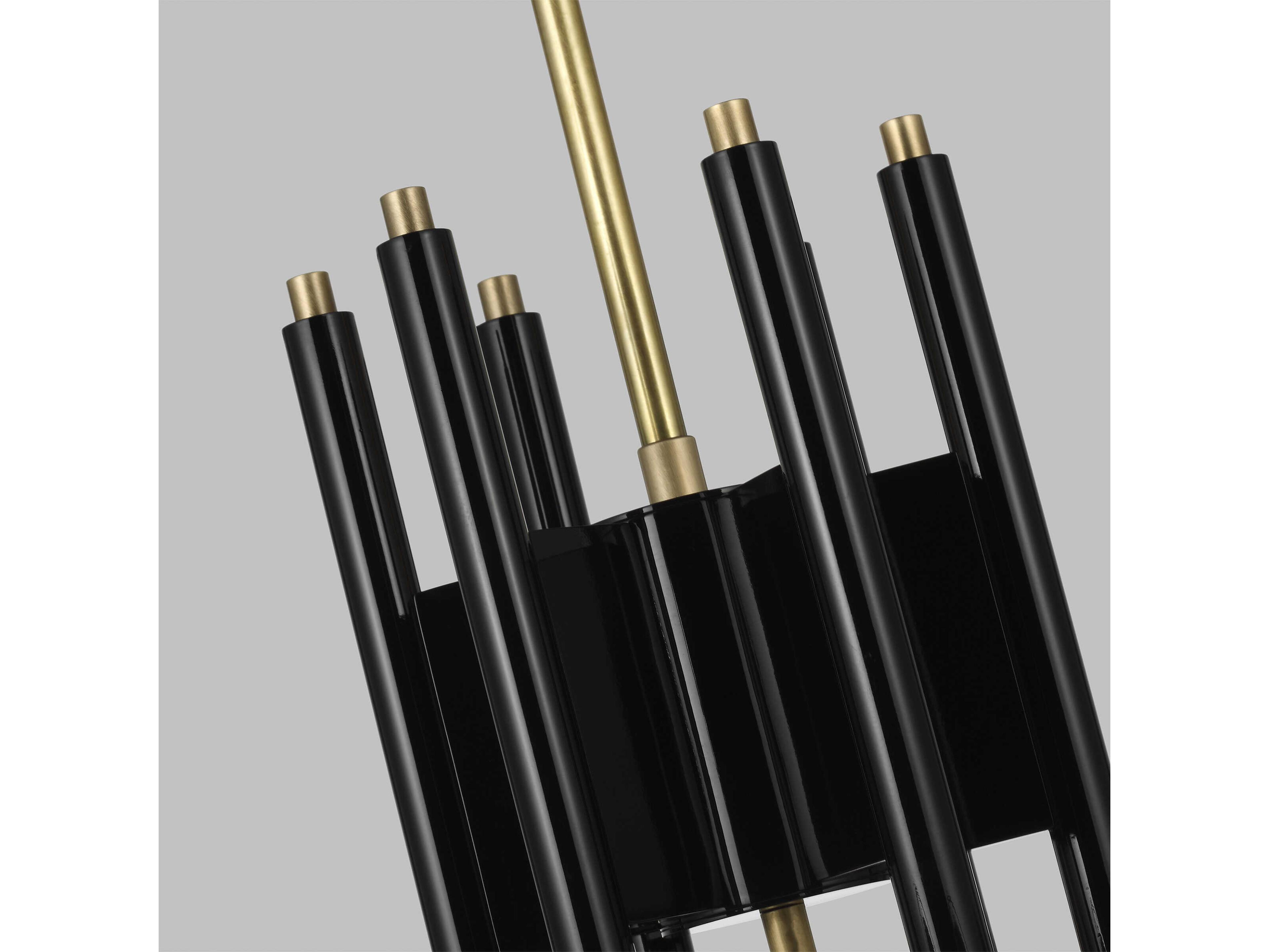 Visual Comfort Modern Crosby 6-Light Glossy Black Natural Brass Globe Chandelier