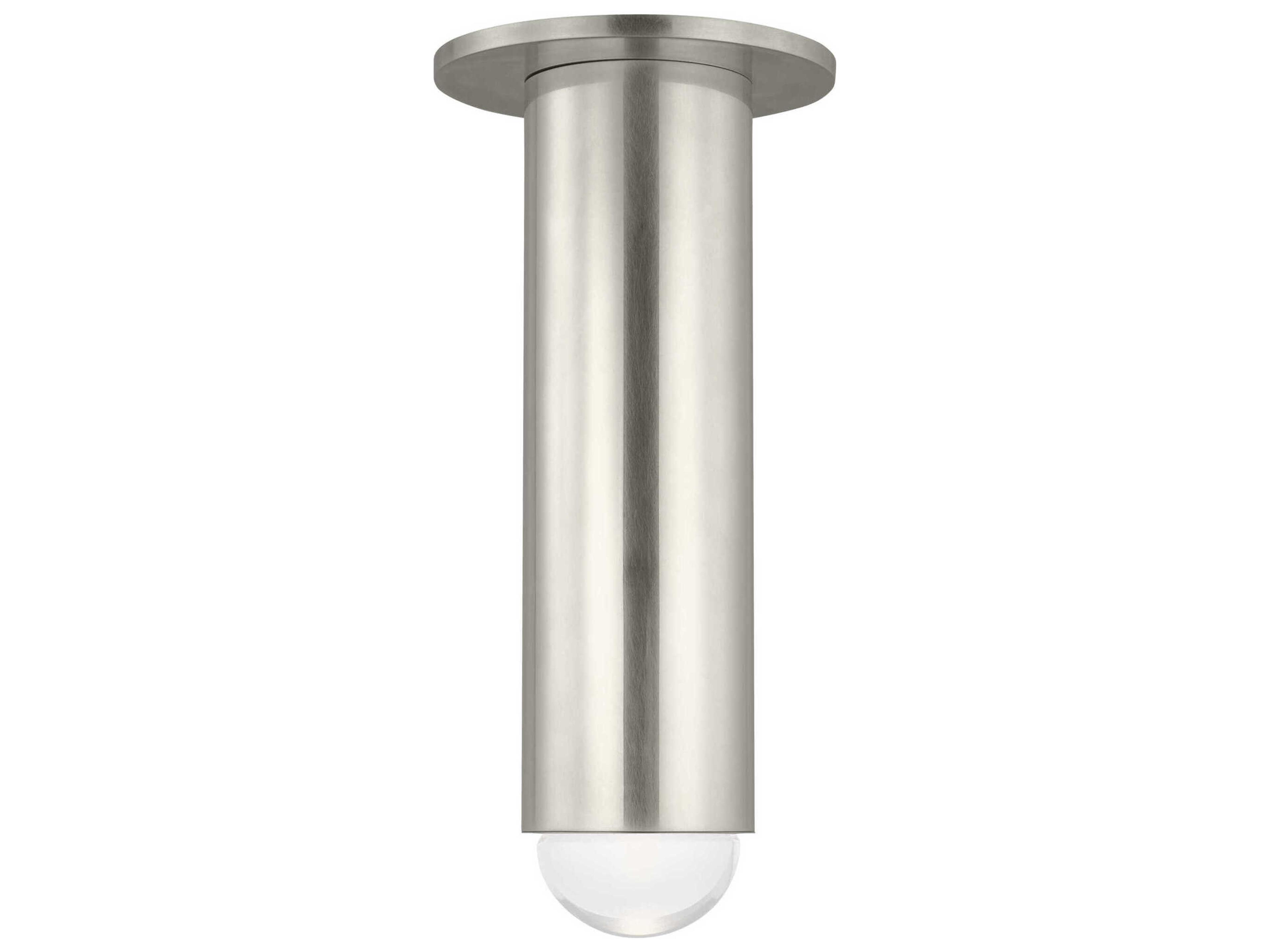 Visual Comfort Modern Ebell 1-Light Antique Nickel Cylinder Flush Mount