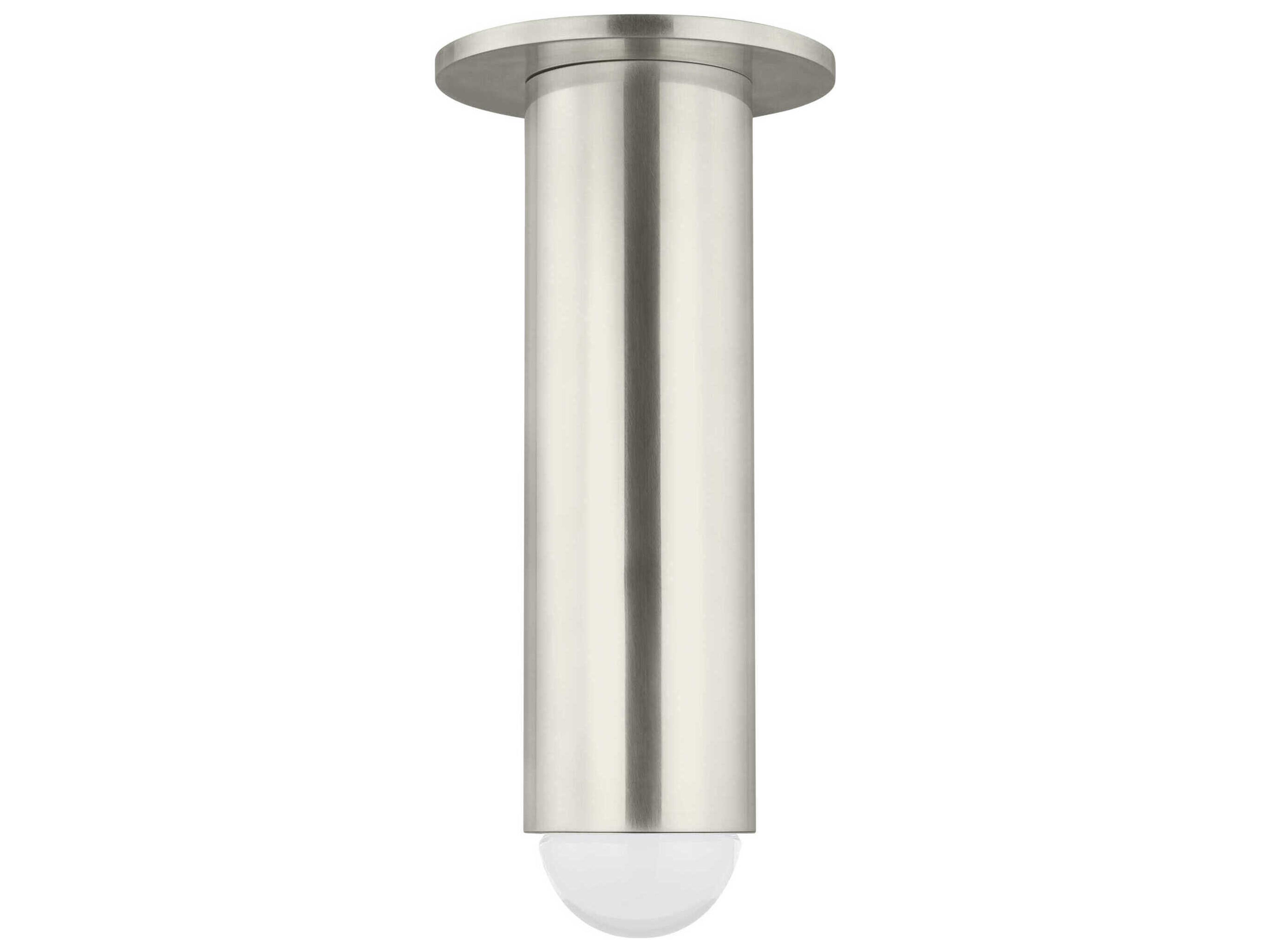Visual Comfort Modern Ebell 1-Light Antique Nickel Cylinder Flush Mount