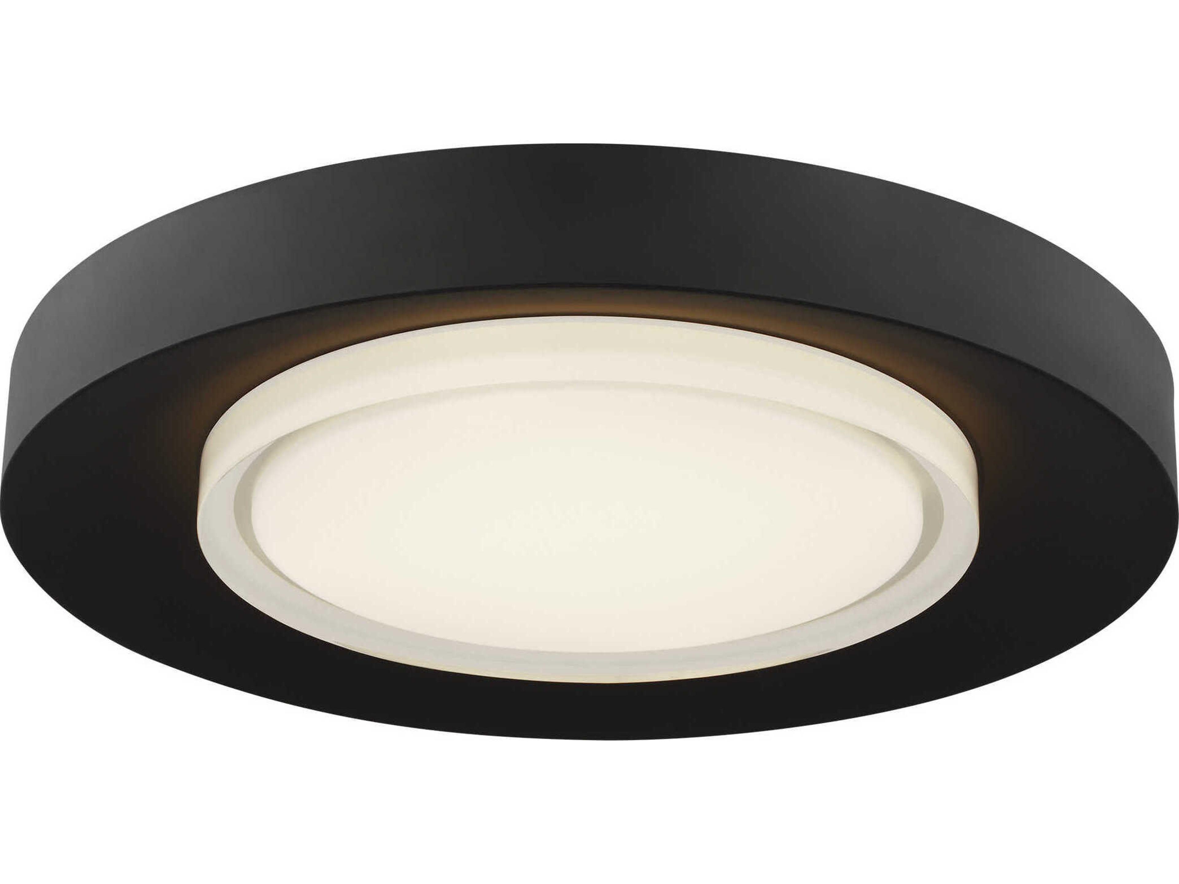 Visual Comfort Modern Hilo 1-Light Nightshade Black Round Flush Mount