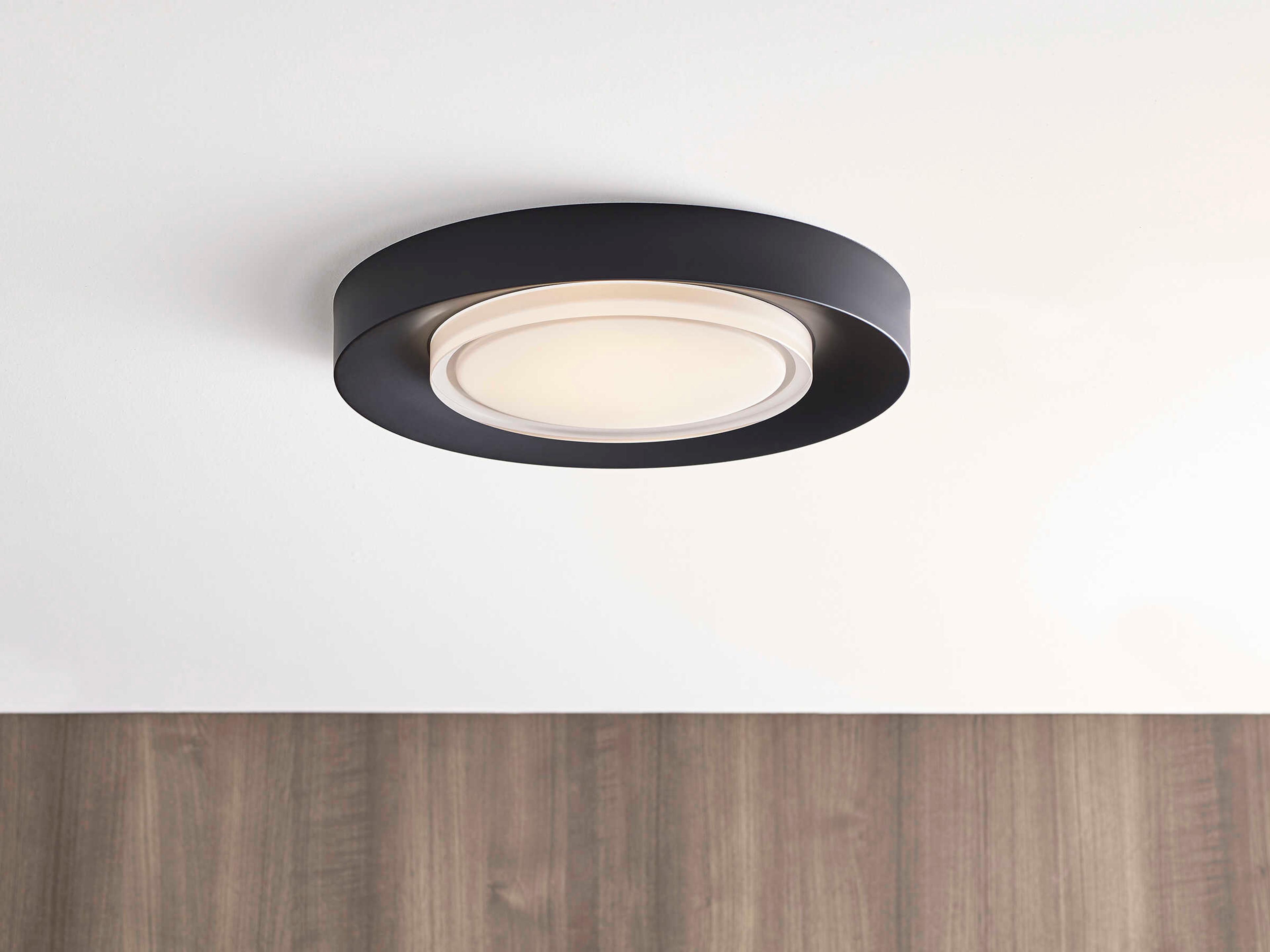 Visual Comfort Modern Hilo 1-Light Nightshade Black Round Flush Mount