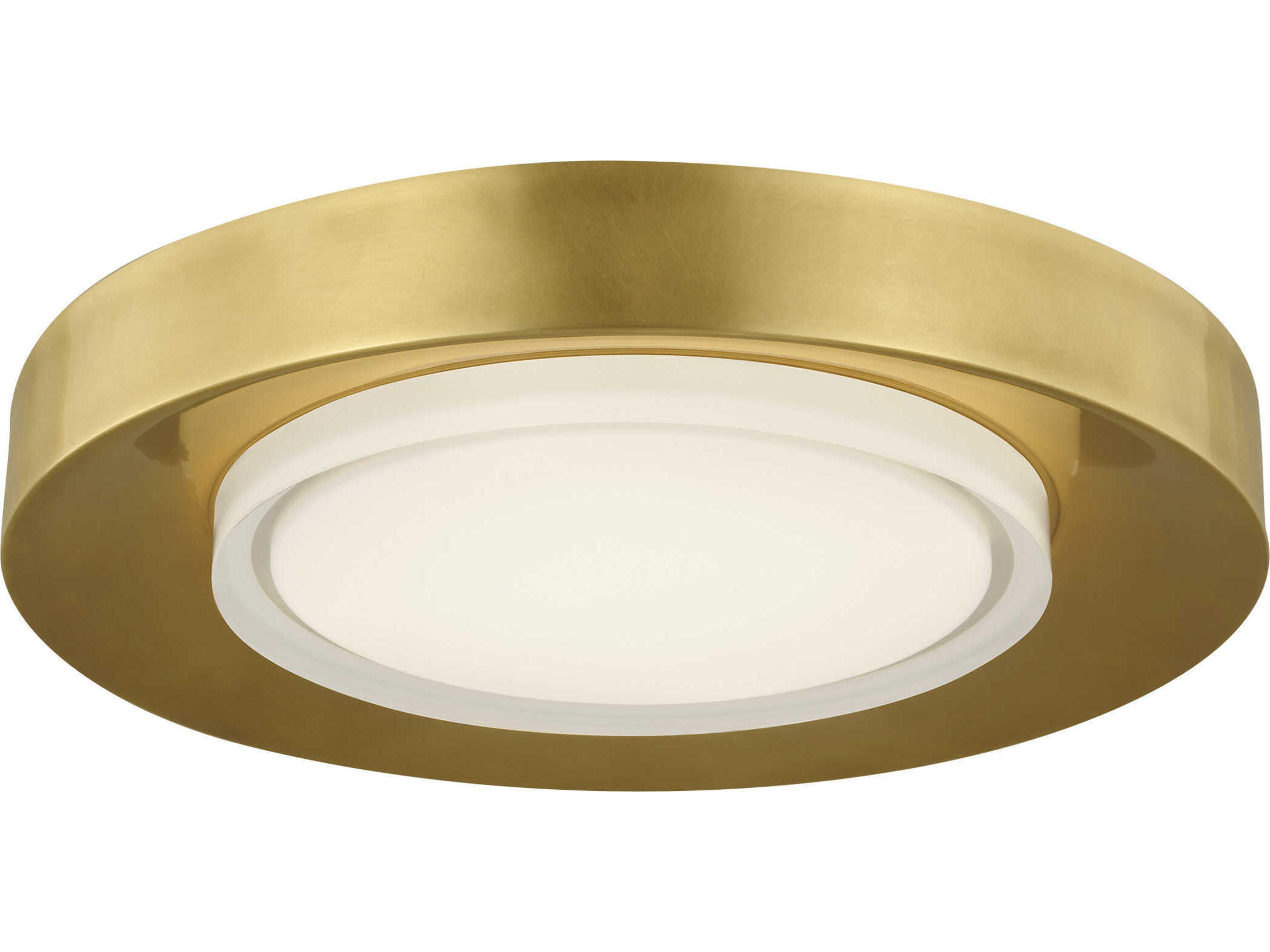 Visual Comfort Modern Hilo 1-Light Natural Brass Round Flush Mount