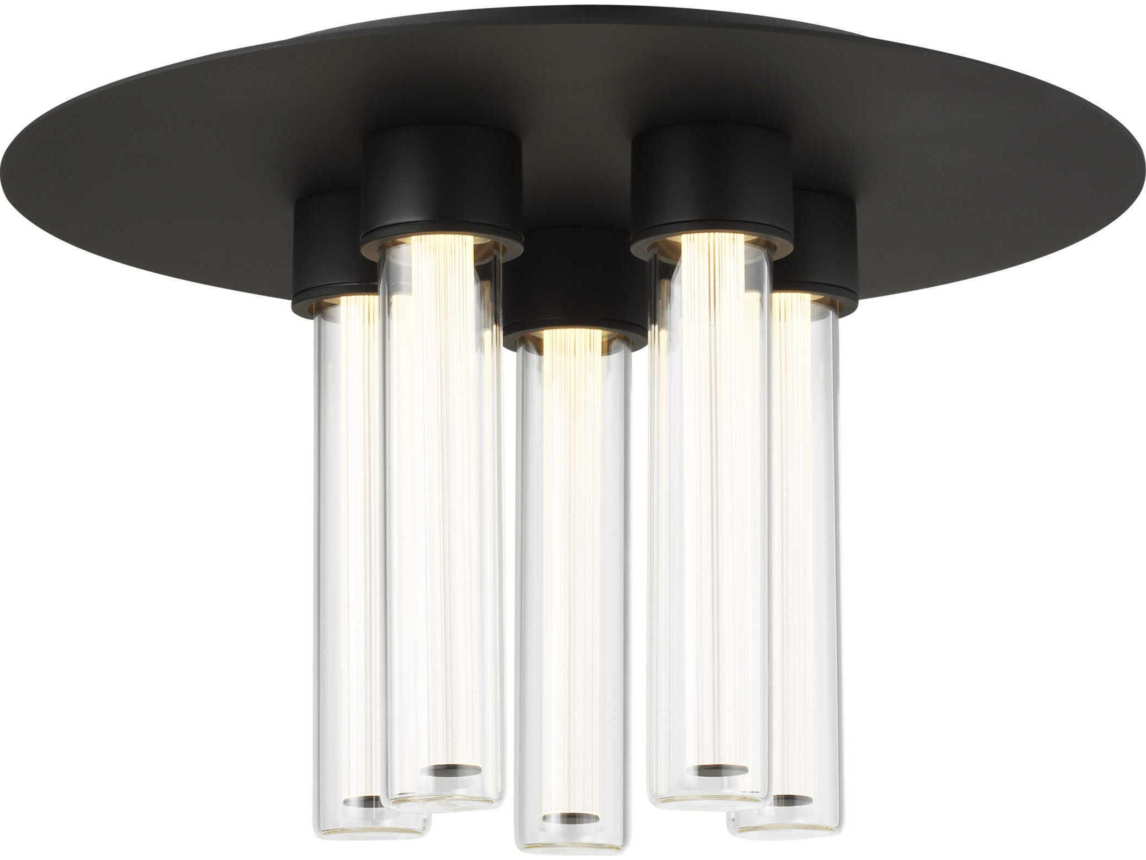 Visual Comfort Modern Kola 5-Light Nightshade Black Cylinder Flush Mount