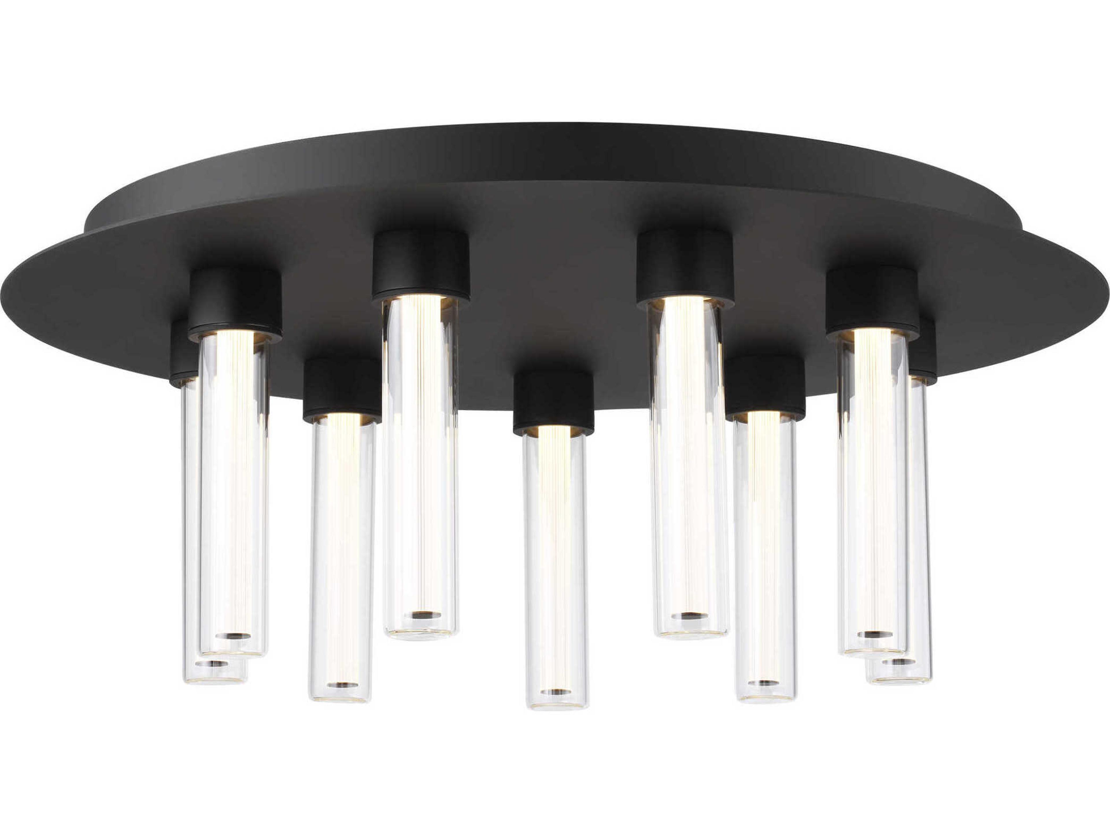 Visual Comfort Modern Kola 9-Light Nightshade Black Cylinder Flush Mount
