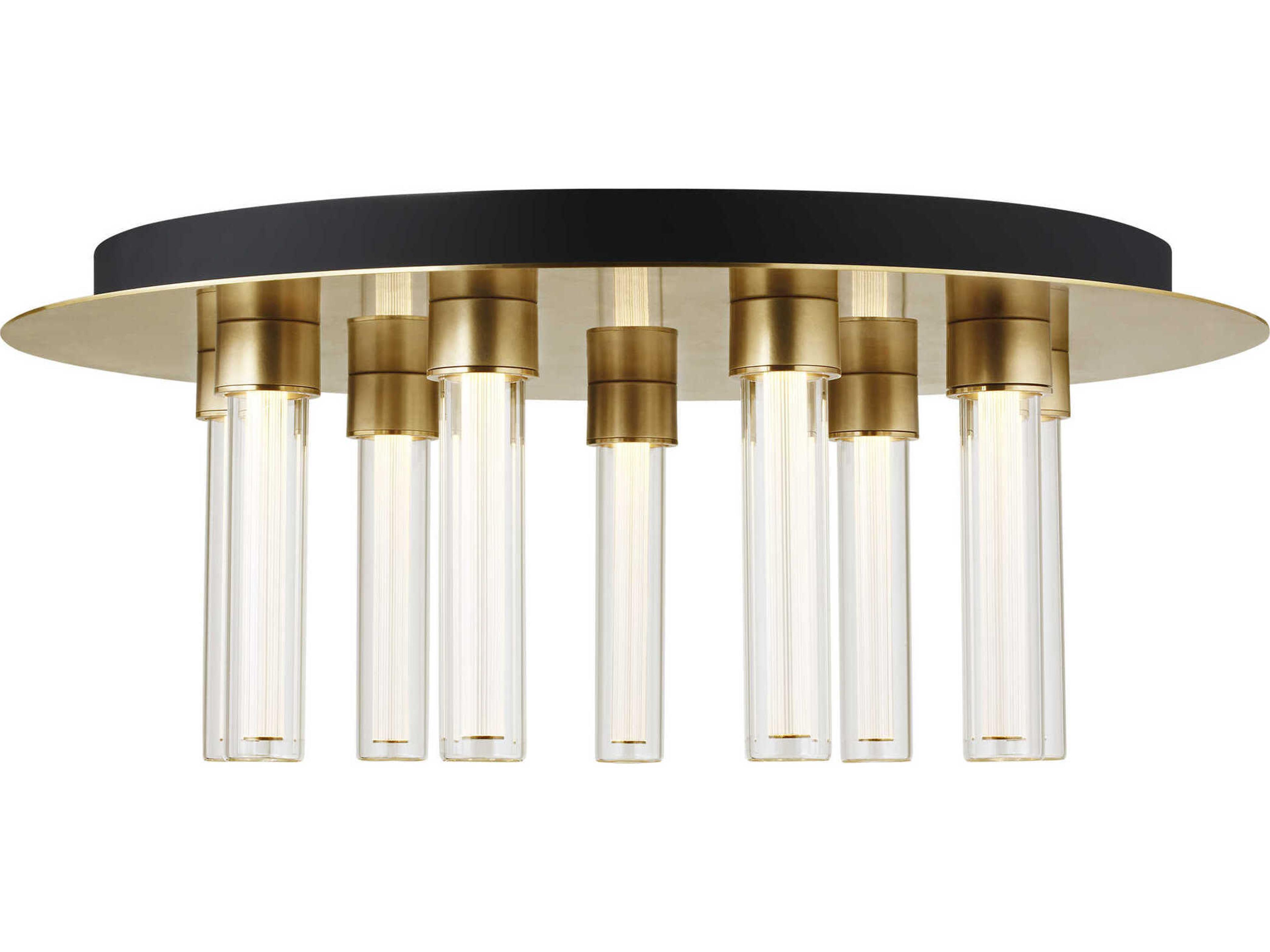 Kola 9-Light Natural Brass Cylinder Flush Mount