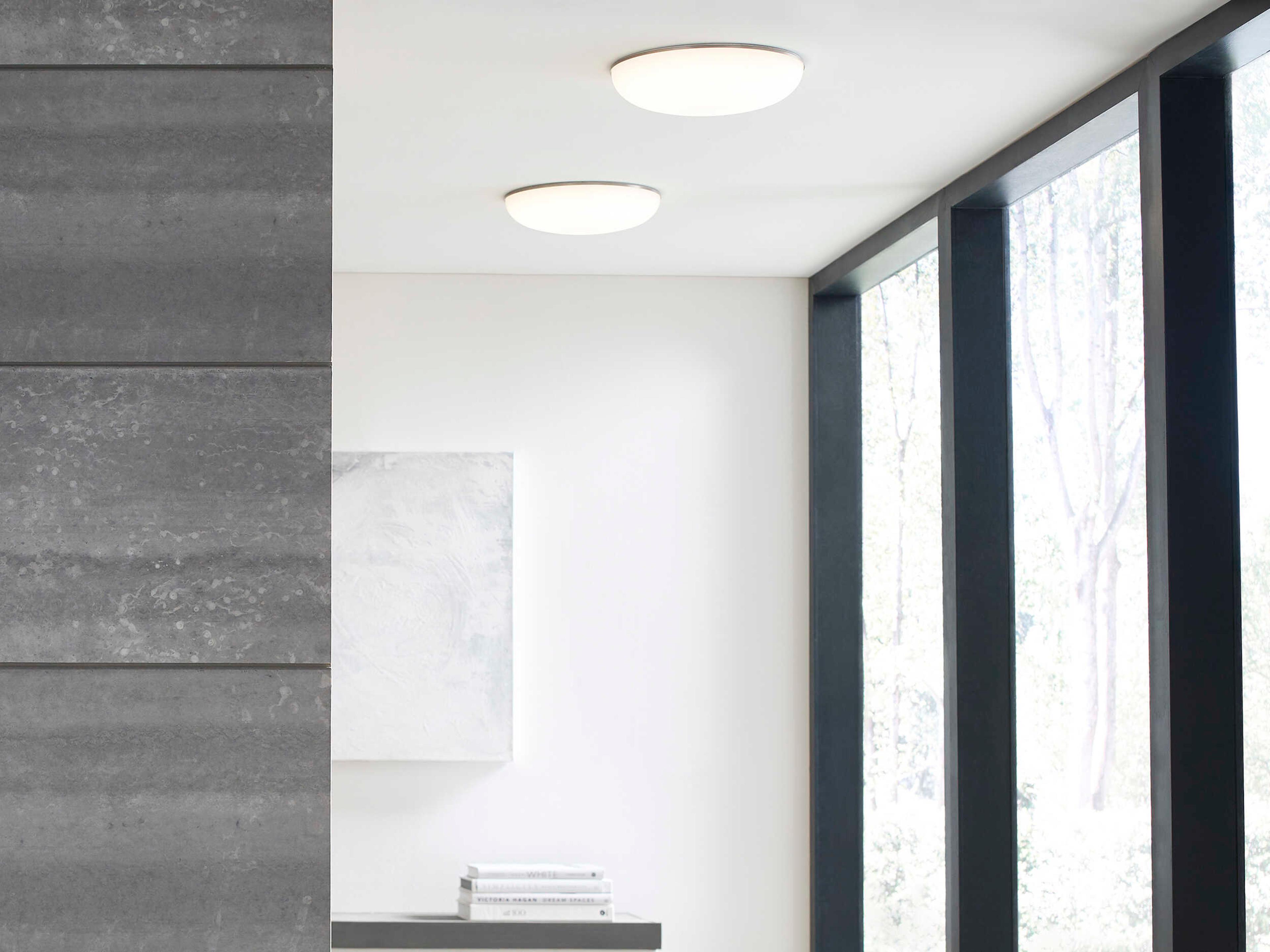 Visual Comfort Modern Megan 1-Light Satin Nickel Bowl Flush Mount