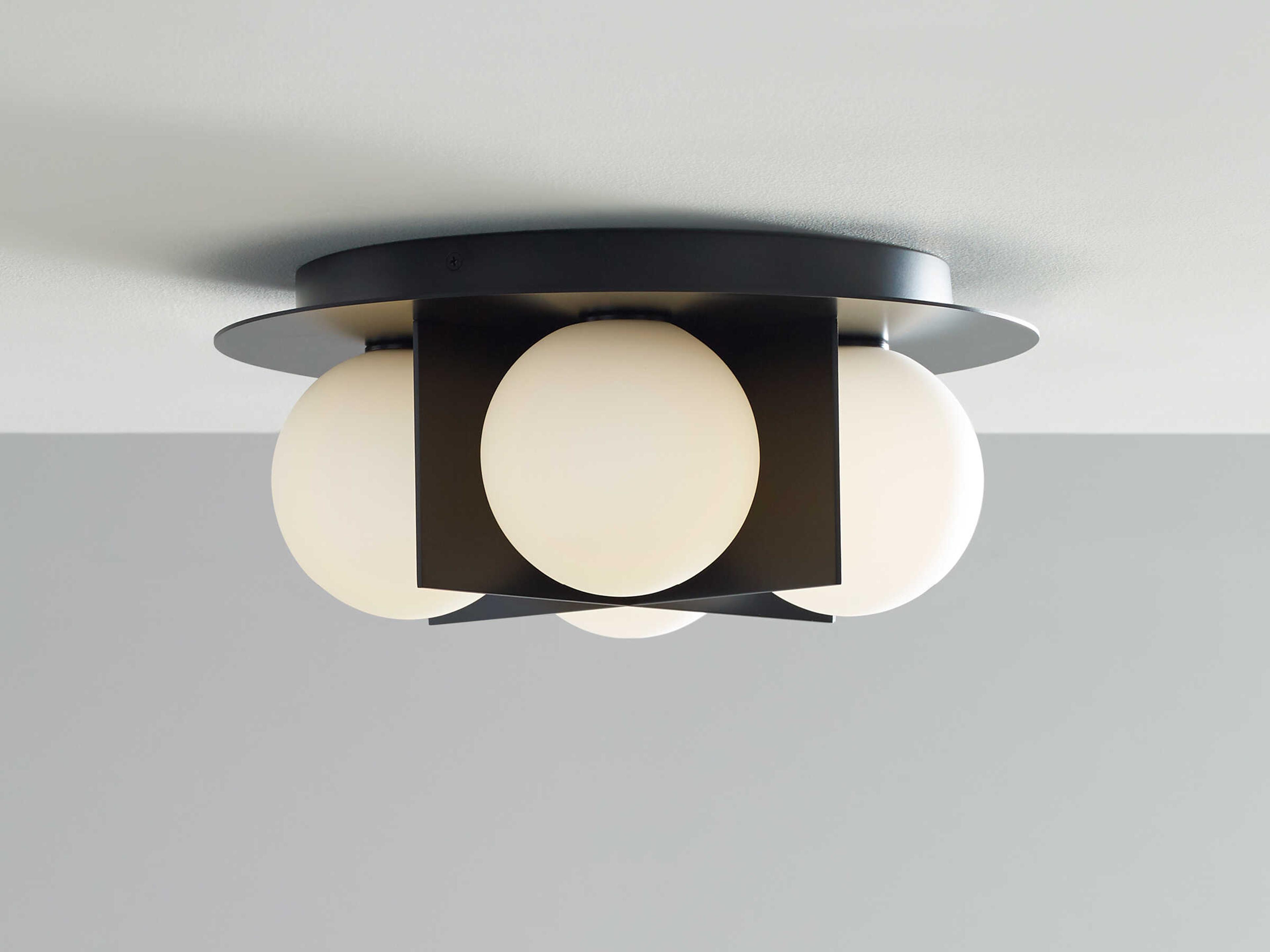 Visual Comfort Modern Orbel 4-Light Matte Black Globe Flush Mount
