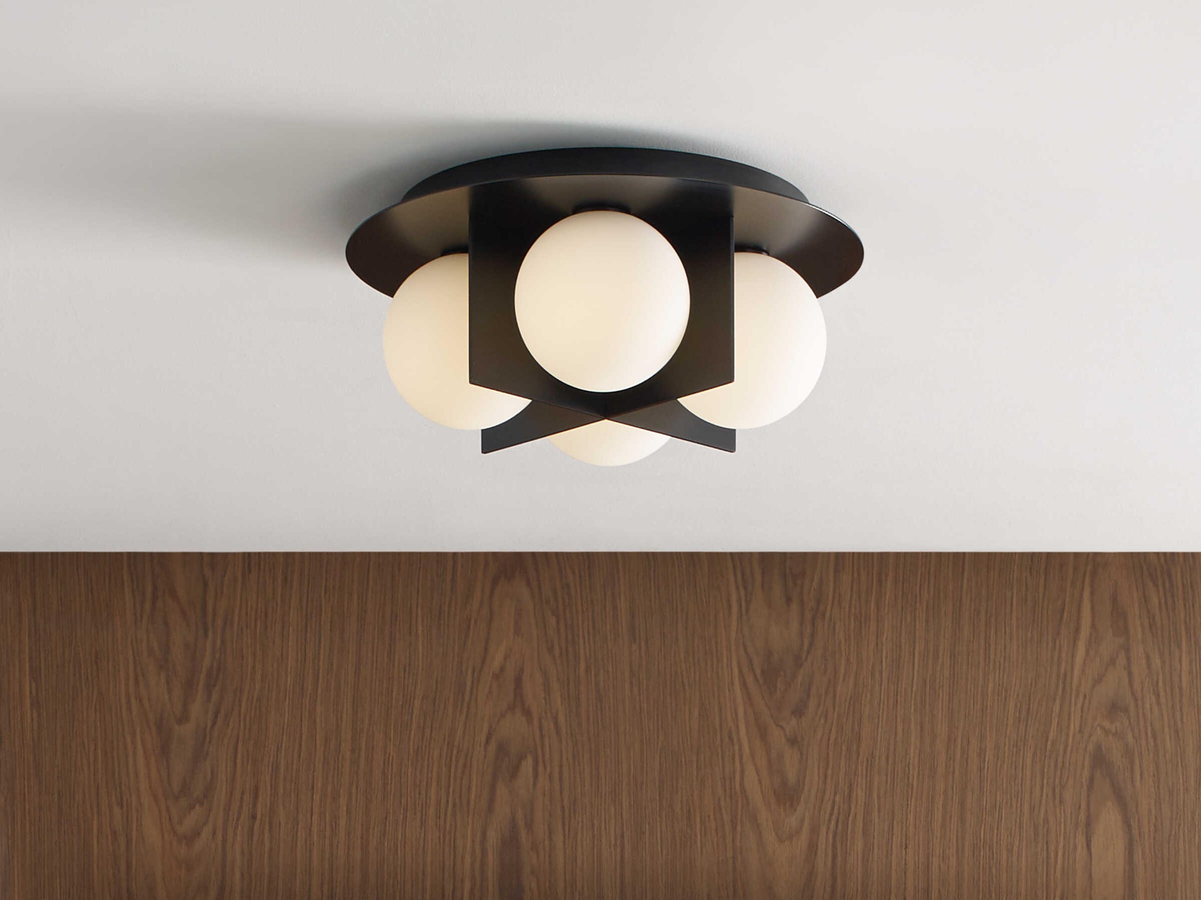 Visual Comfort Modern Orbel 4-Light Matte Black Globe Flush Mount