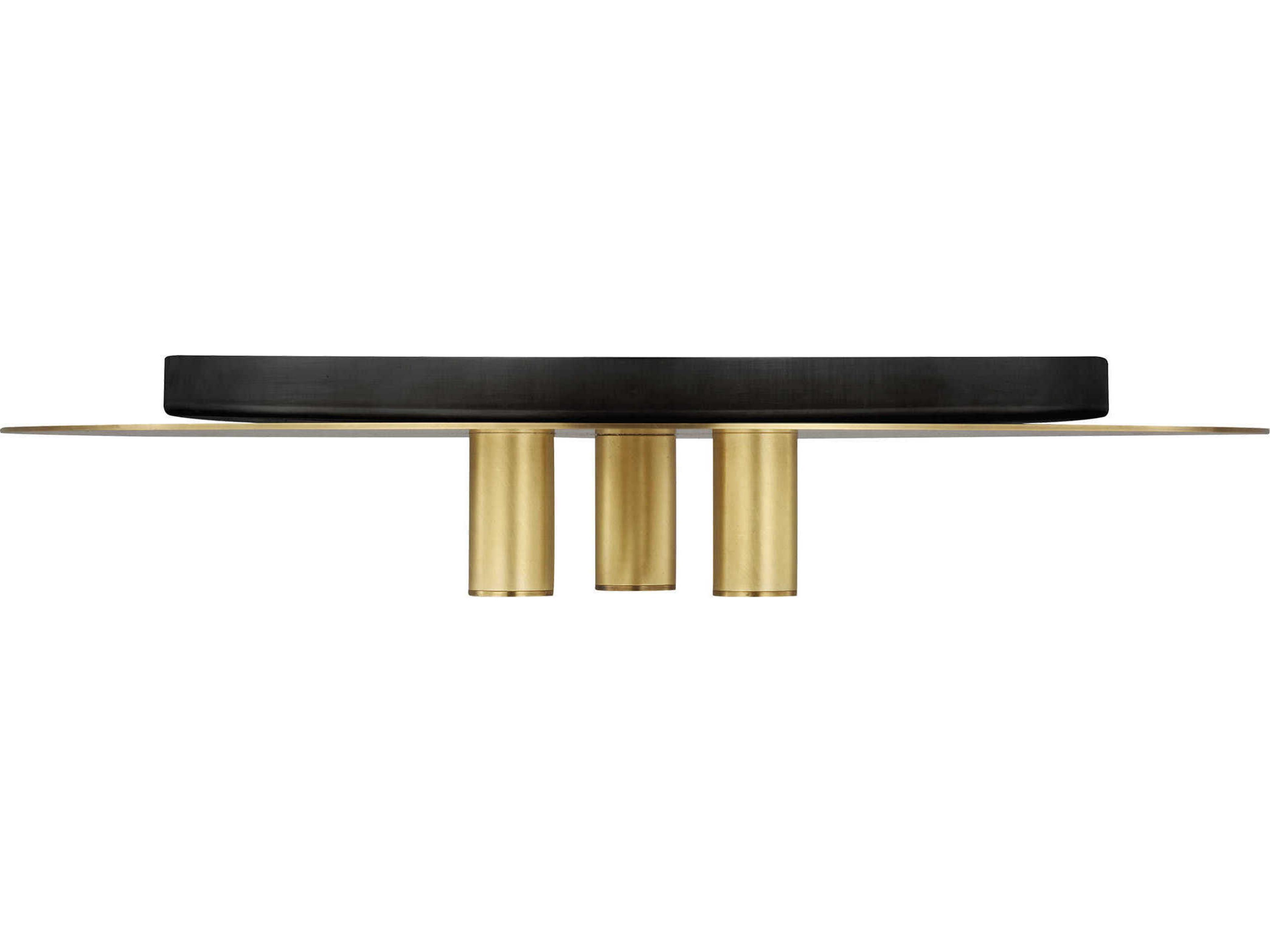 Visual Comfort Modern Ponte 1-Light Natural Brass Round Flush Mount