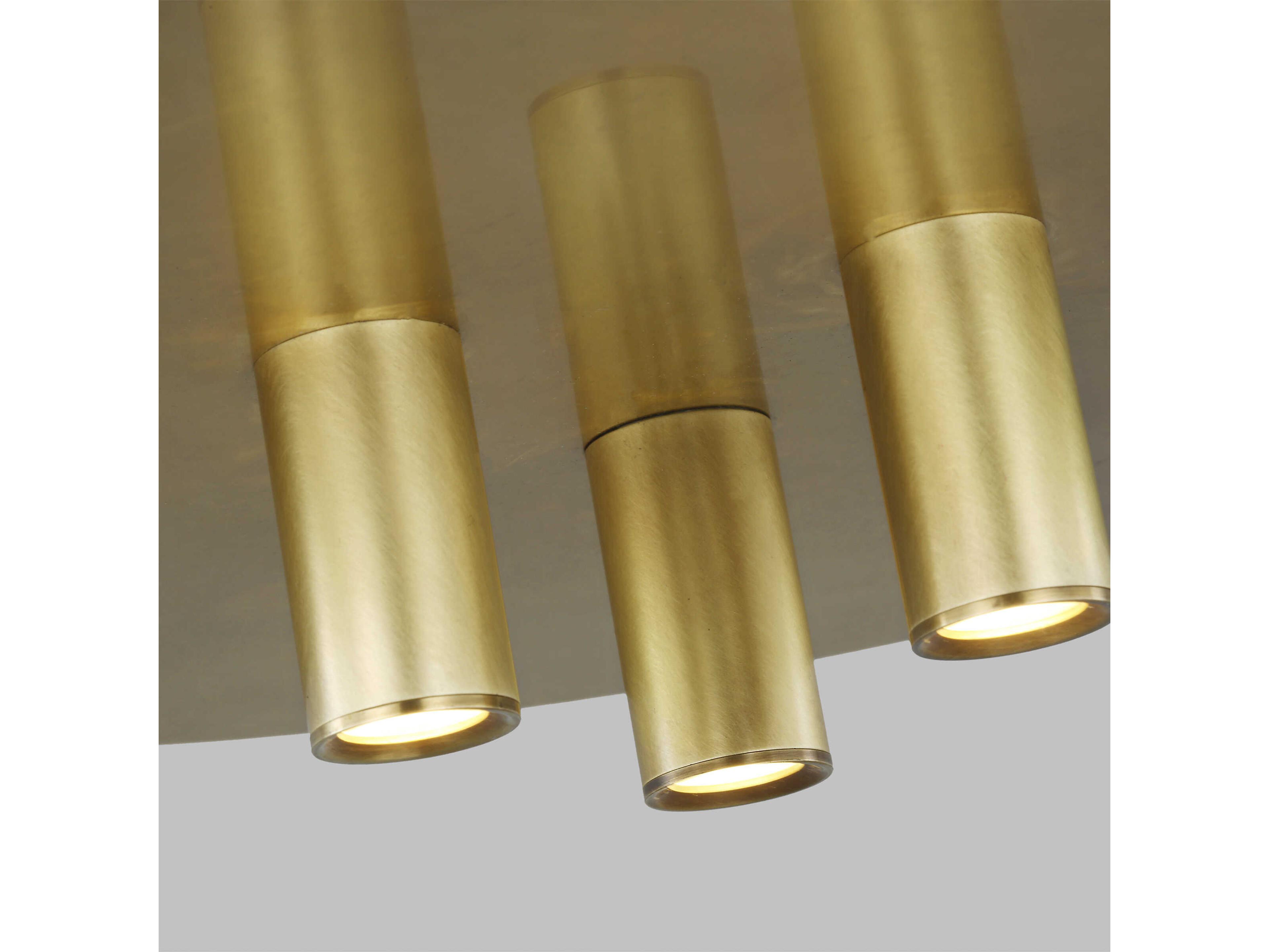 Visual Comfort Modern Ponte 1-Light Natural Brass Round Flush Mount