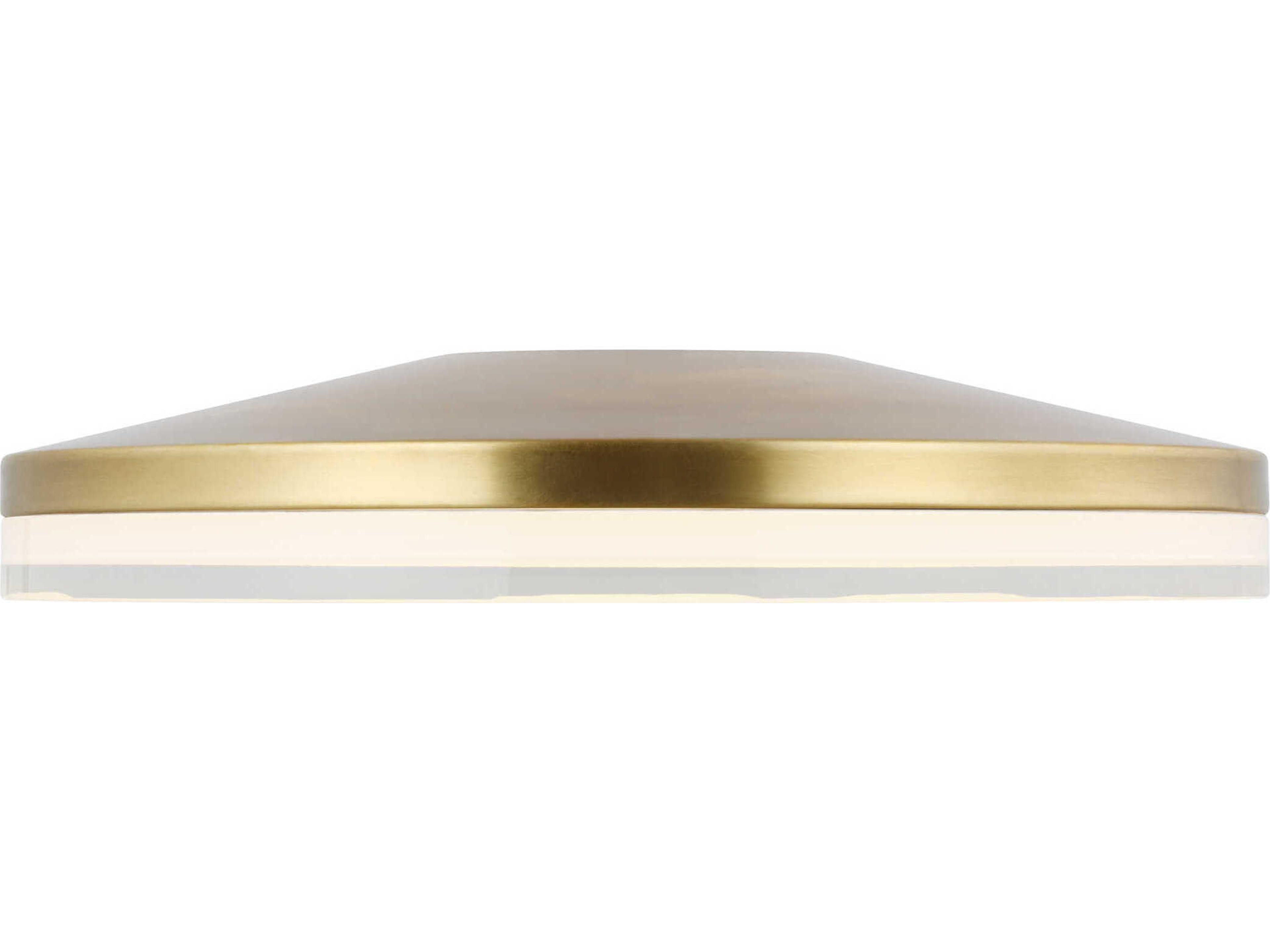 Visual Comfort Modern Wyatt 1-Light Natural Brass Round Flush Mount