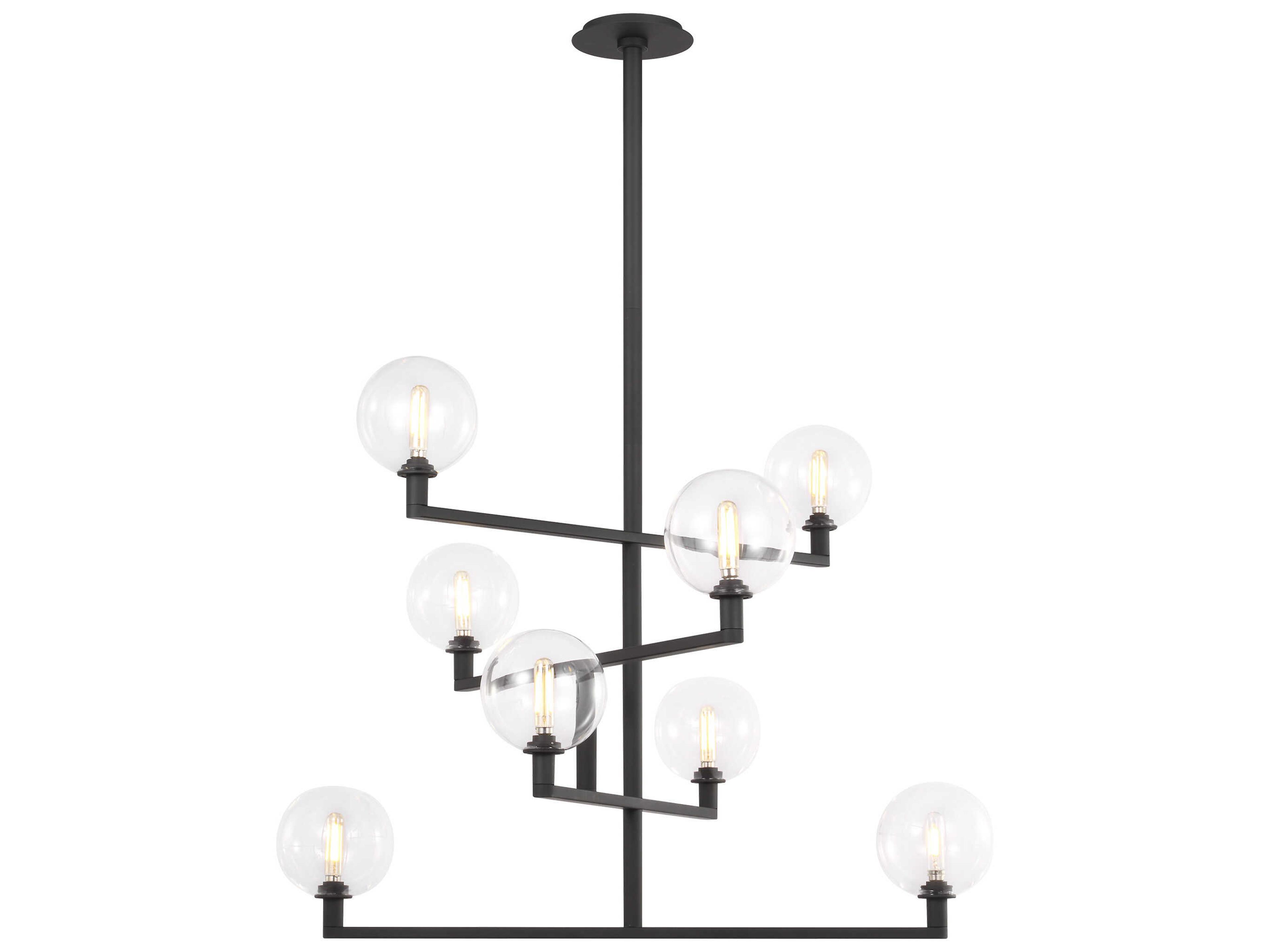 Gambit 8-Light Nightshade Black Globe Tiered Chandelier