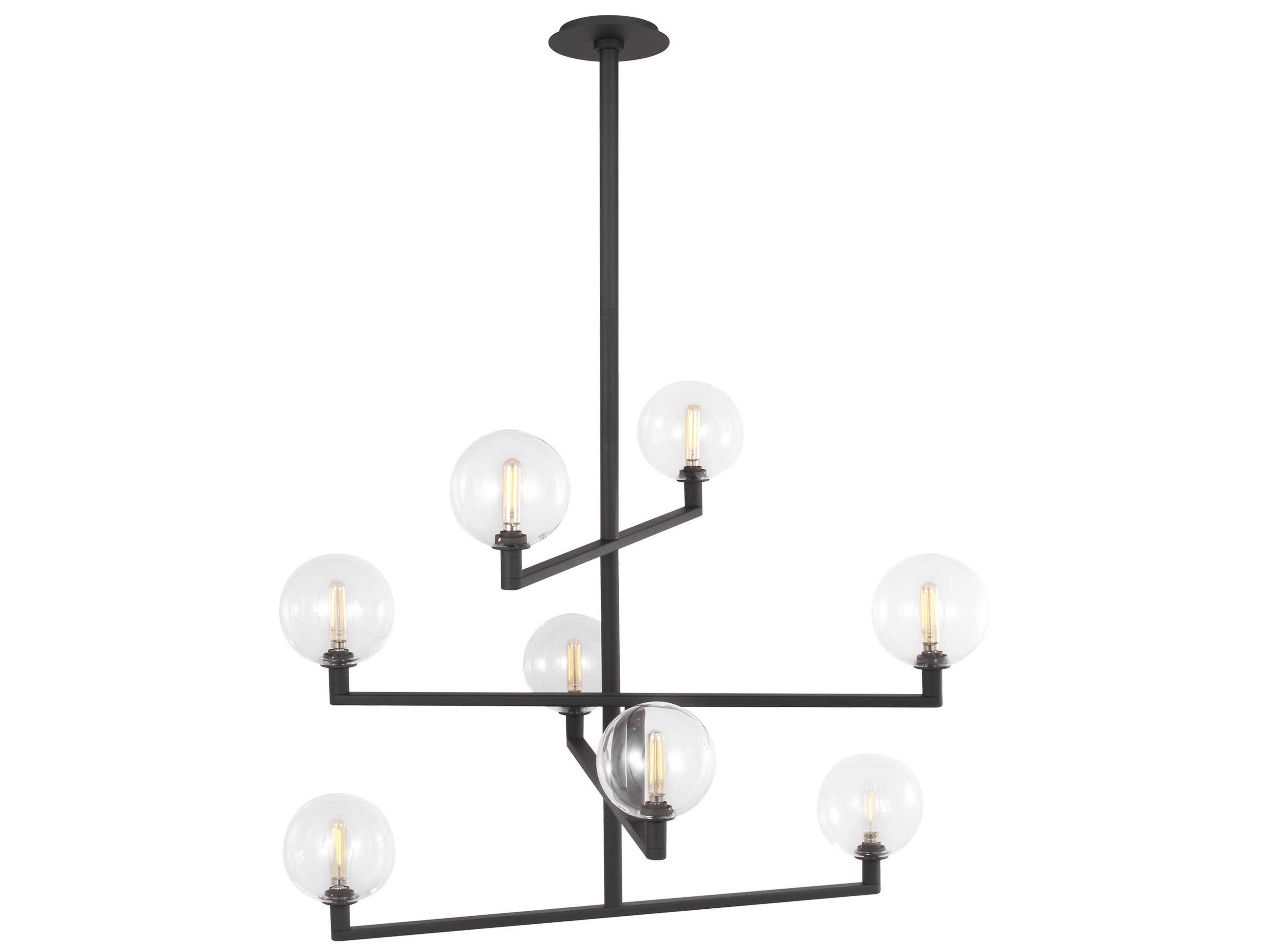 Visual Comfort Modern Gambit 8-Light Nightshade Black Globe Tiered Chandelier