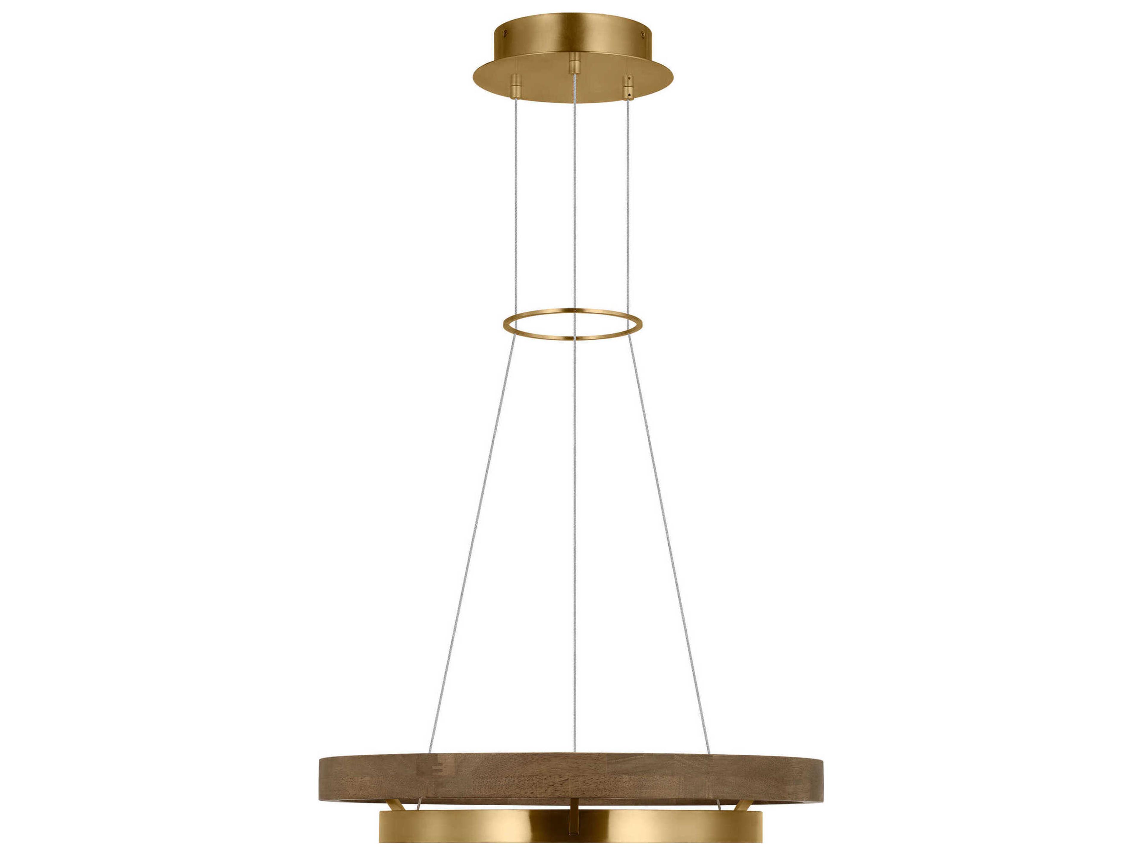 Visual Comfort Modern Grace 1-Light Natural Brass Weathered Oak Round Pendant
