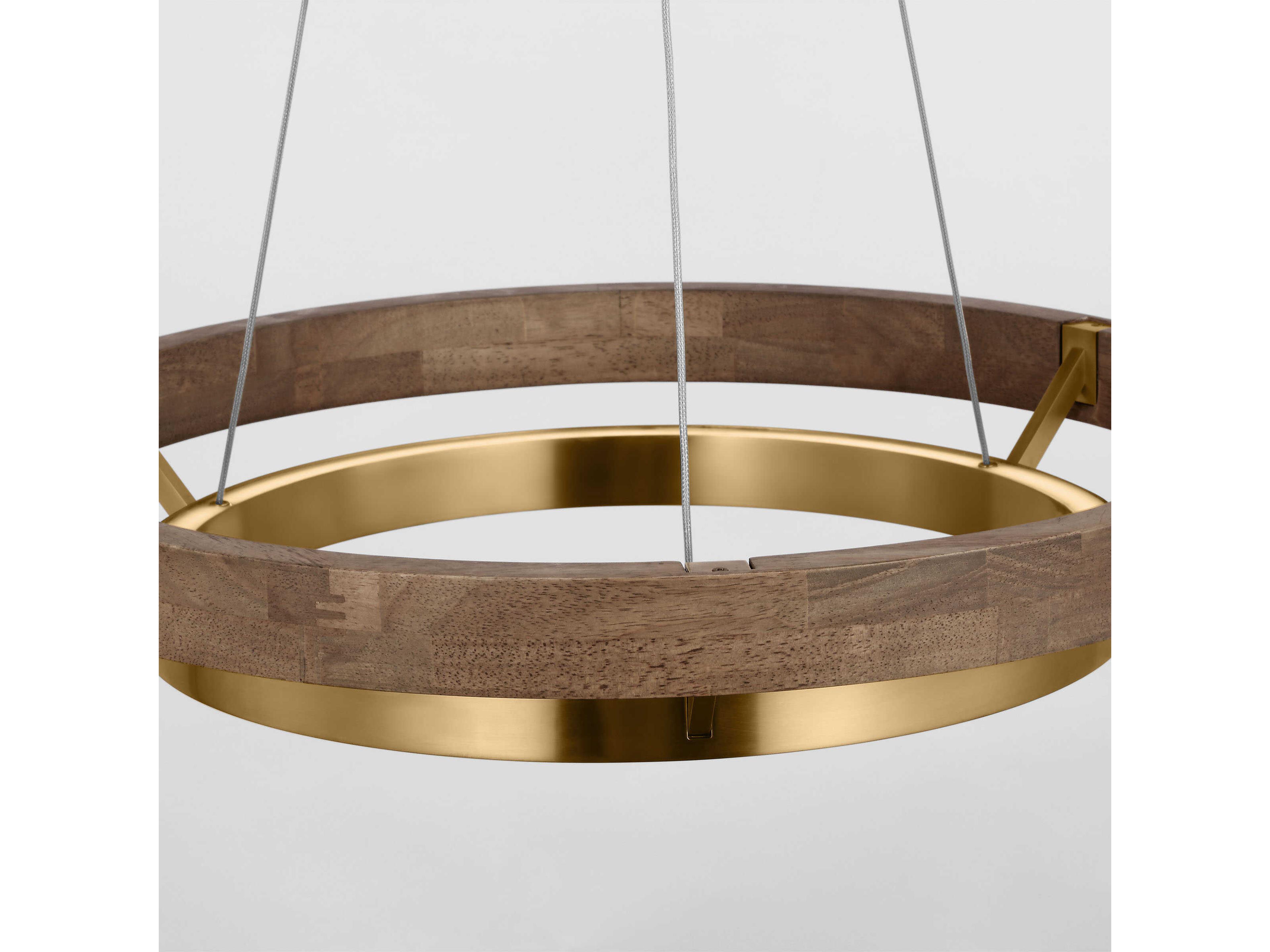 Visual Comfort Modern Grace 1-Light Natural Brass Weathered Oak Round Pendant