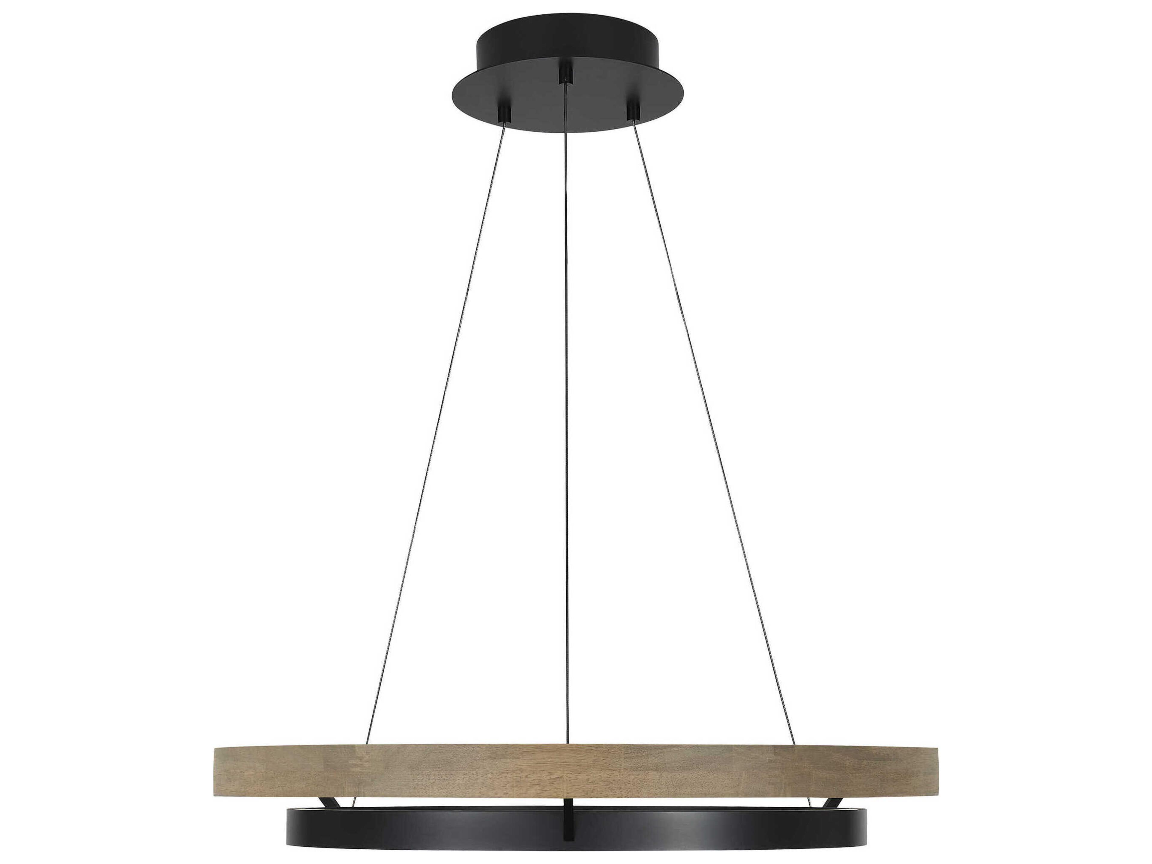 Visual Comfort Modern Grace 1-Light Matte Black Weathered Oak Wood Round Pendant