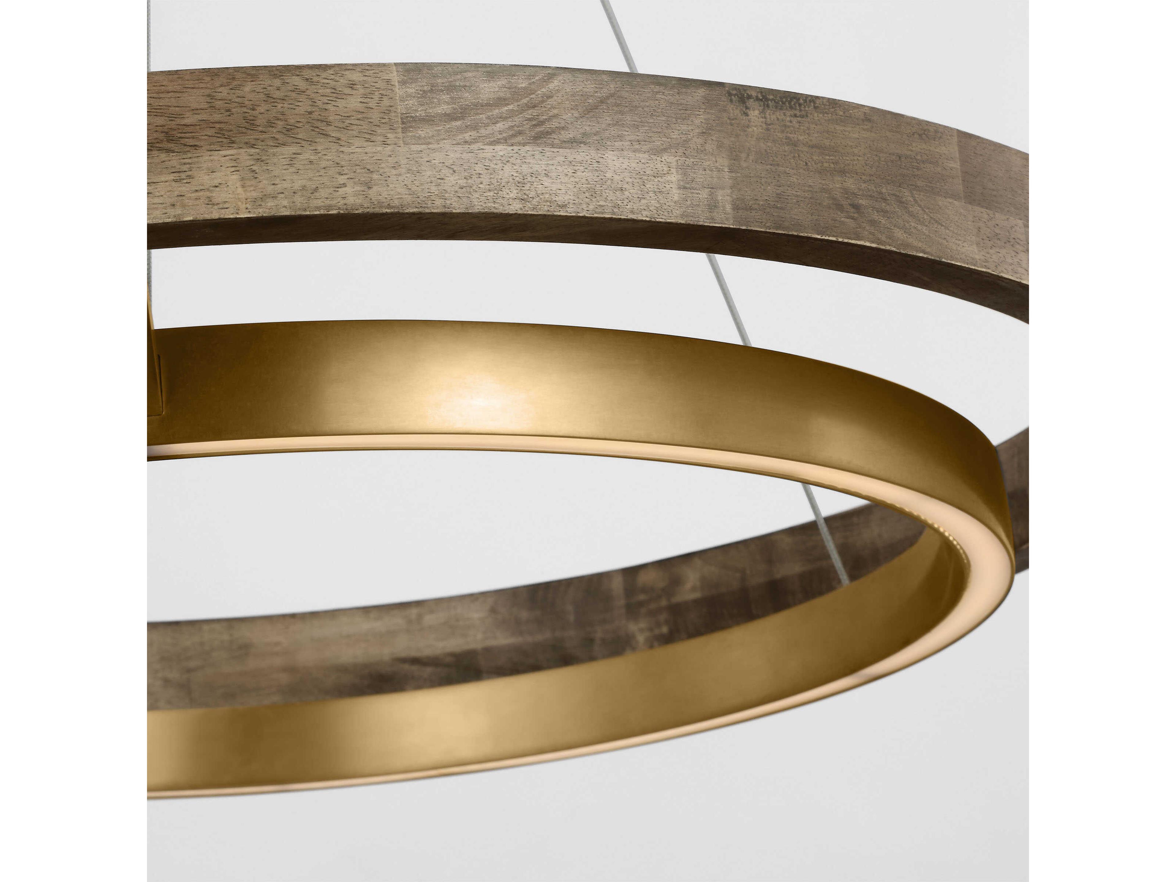 Visual Comfort Modern Grace 1-Light Natural Brass Weathered Oak Round Pendant