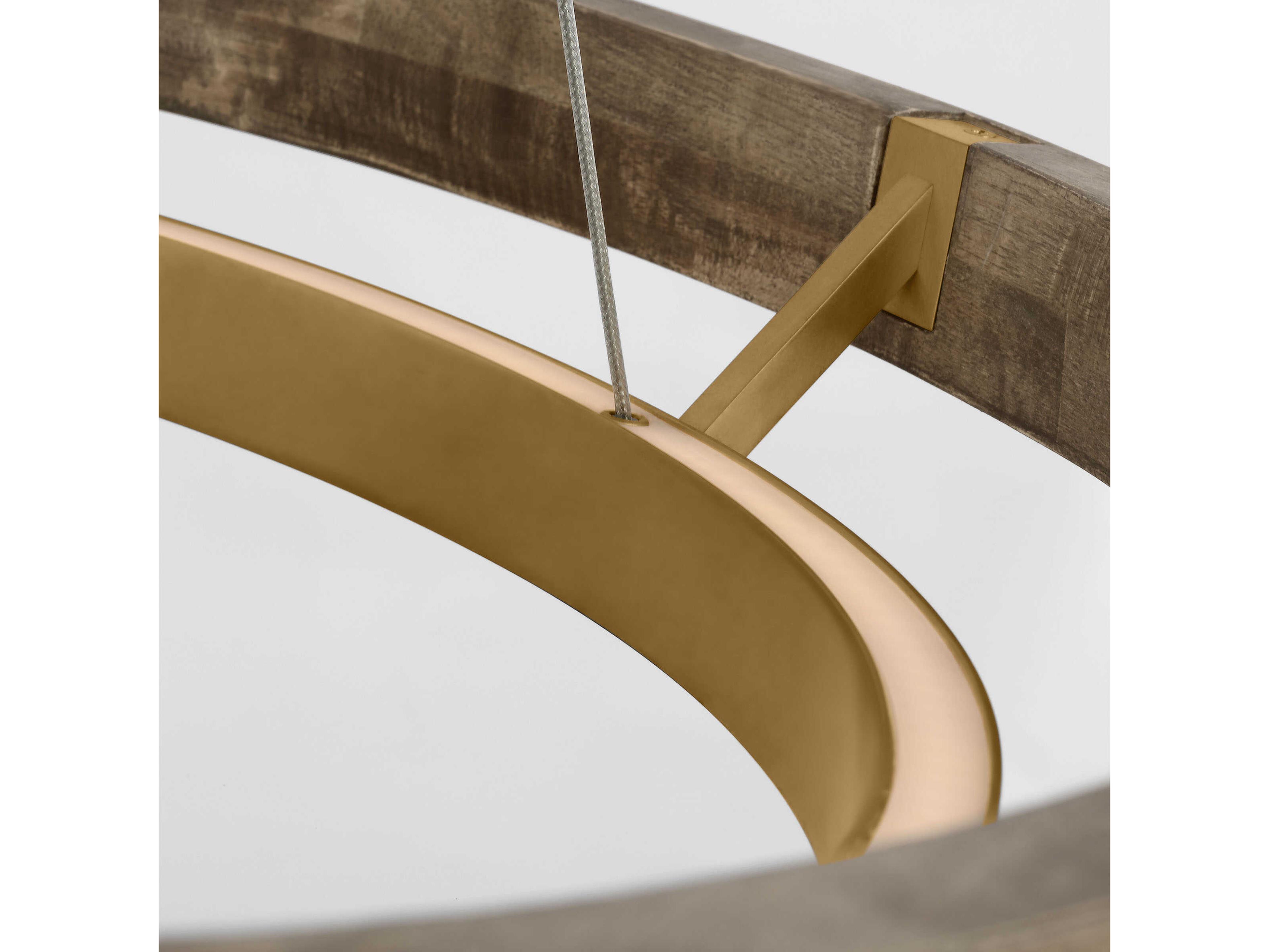 Visual Comfort Modern Grace 1-Light Natural Brass Weathered Oak Round Pendant