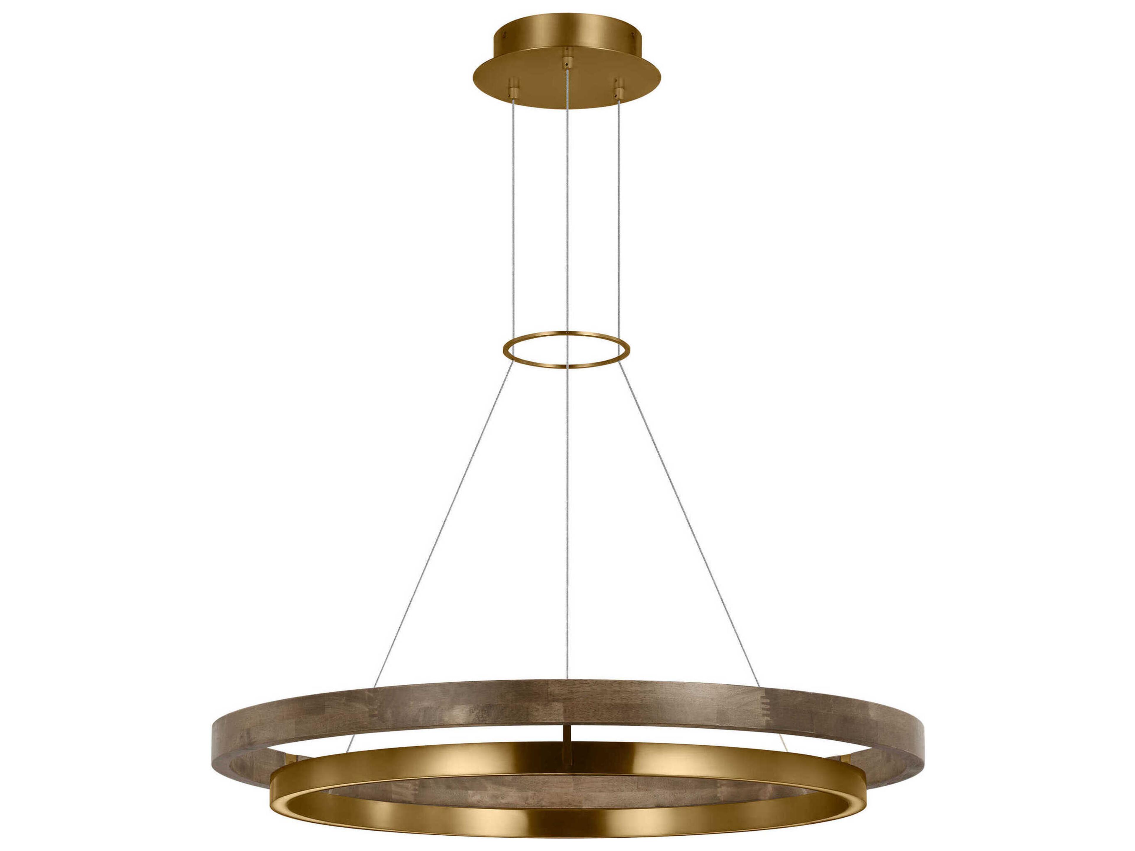 Grace 1-Light Natural Brass Weathered Oak Round Pendant