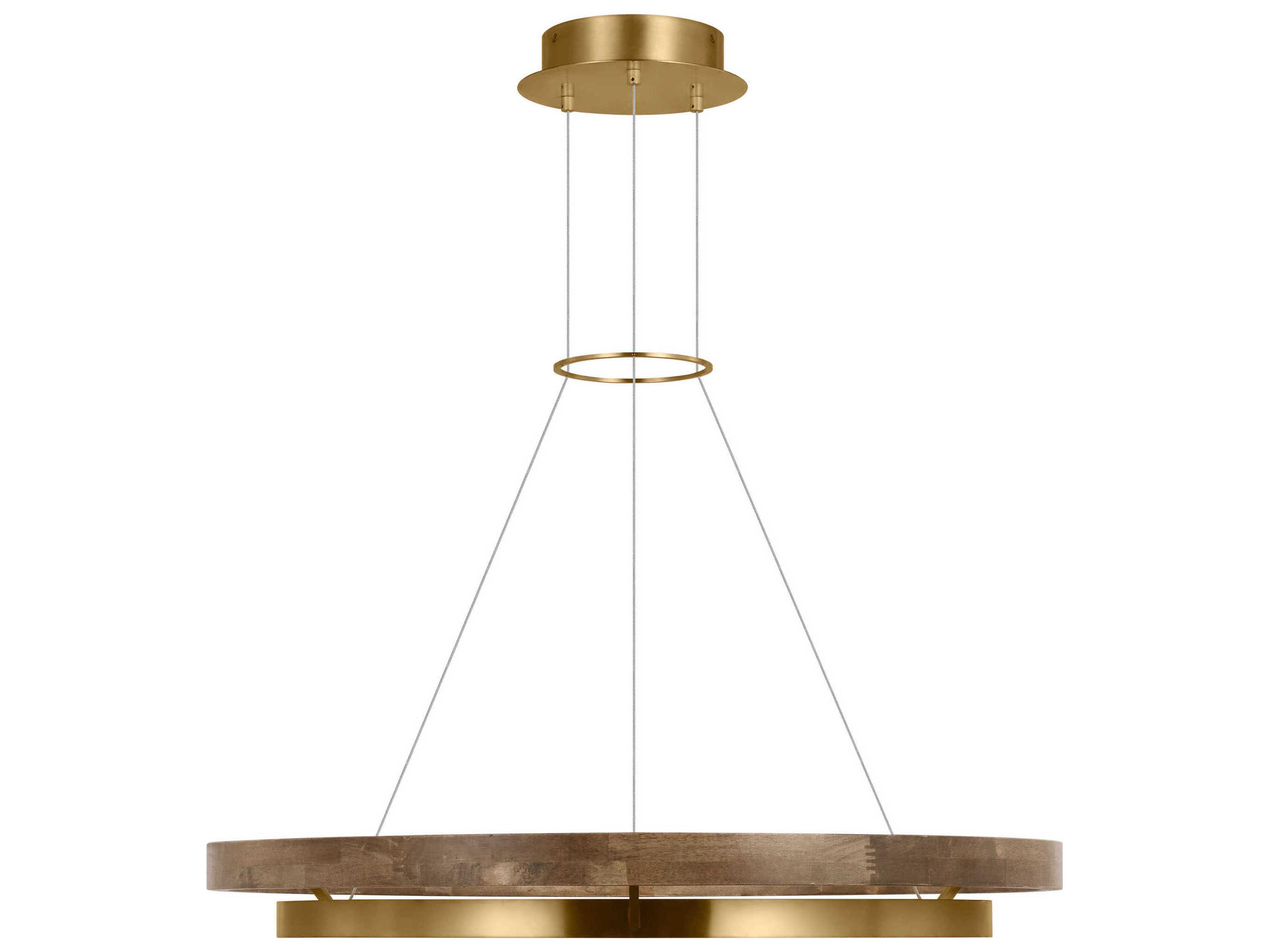 Visual Comfort Modern Grace 1-Light Natural Brass Weathered Oak Round Pendant