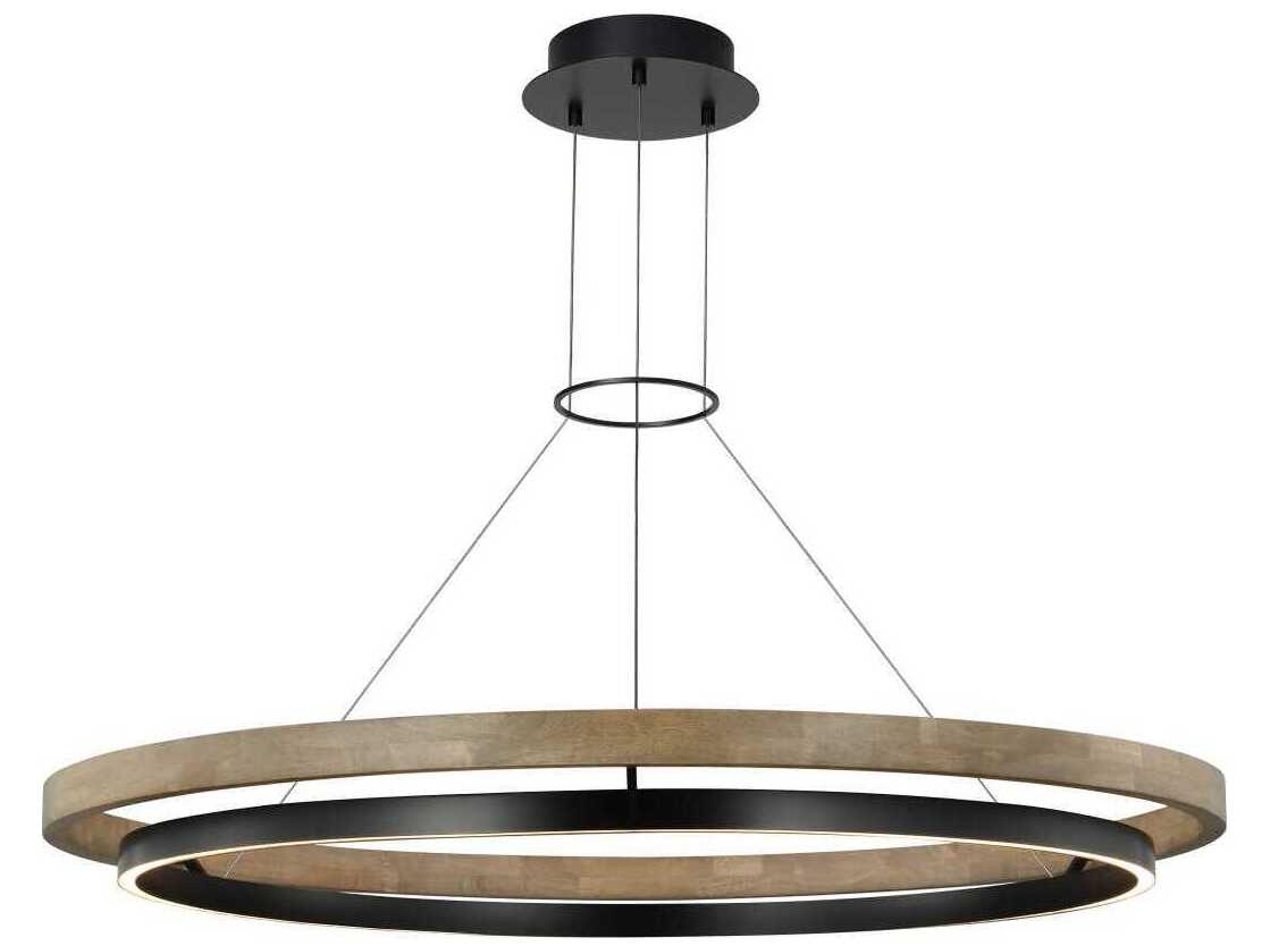 Grace 48 Inch LED Chandelier in Matte Black and Weathered Oak