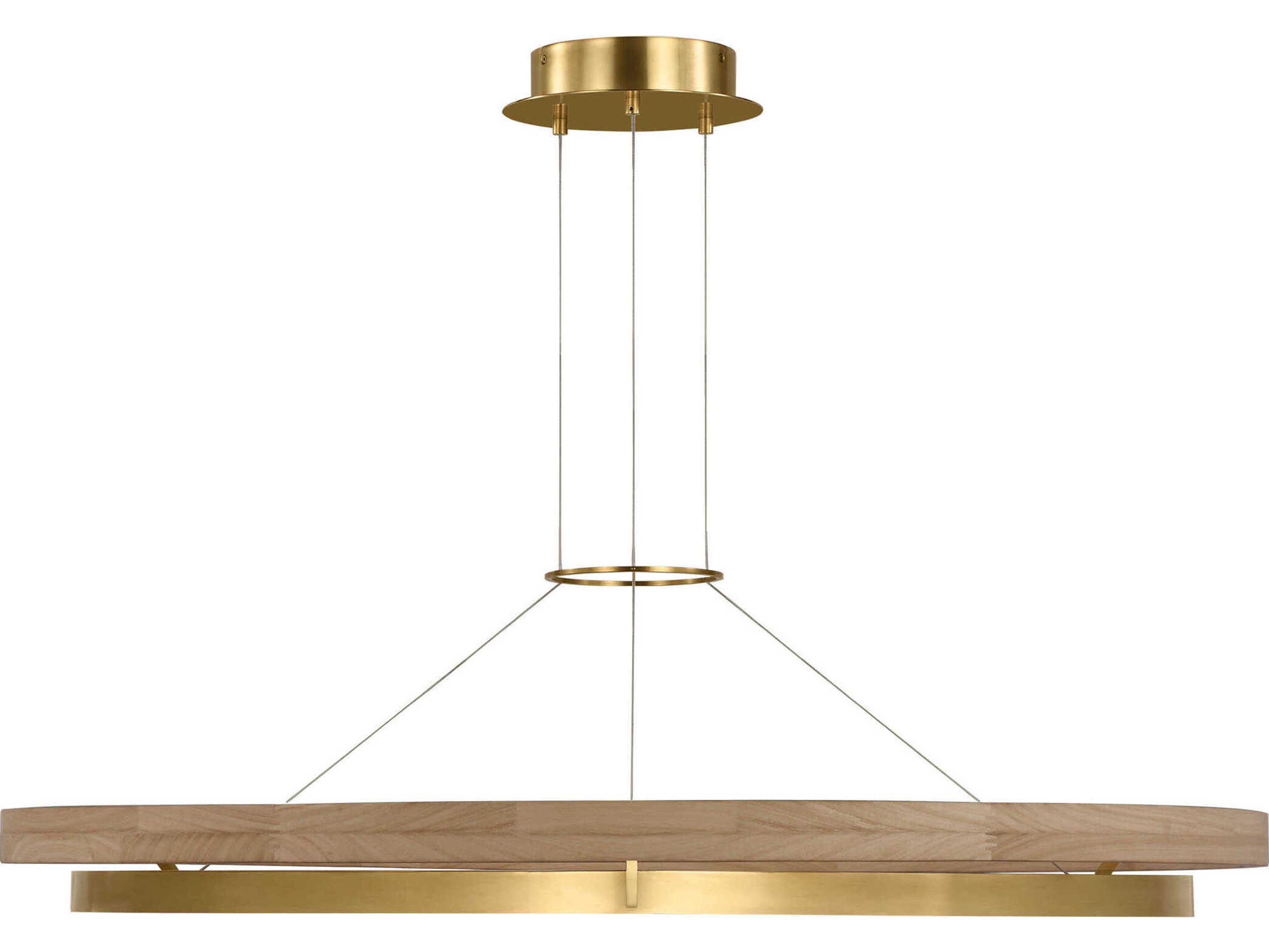 Visual Comfort Modern Grace 1-Light Hand Rubbed Antique Brass Natural Oak Pendant