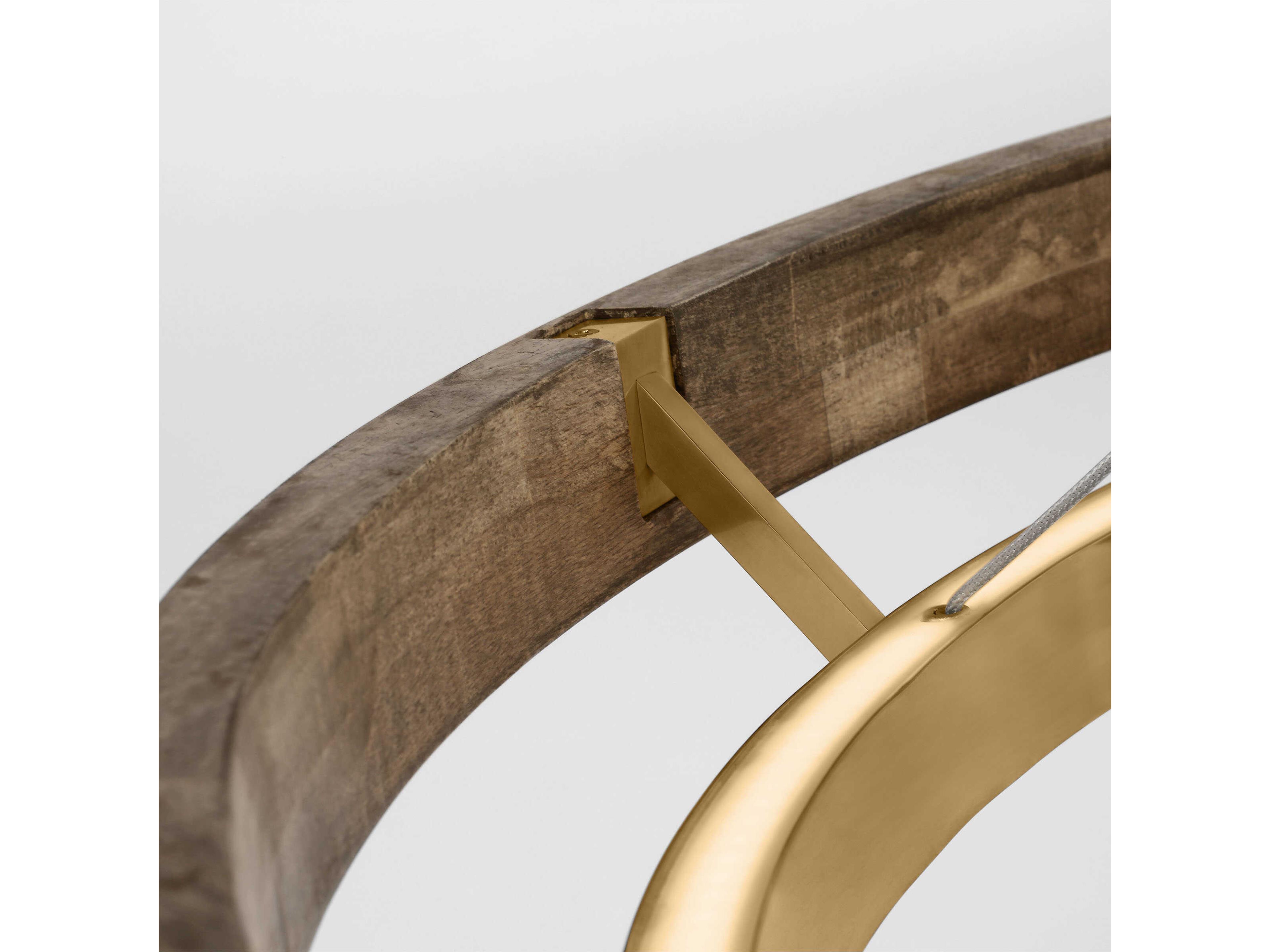 Visual Comfort Modern Grace 1-Light Natural Brass Weathered Oak Round Pendant