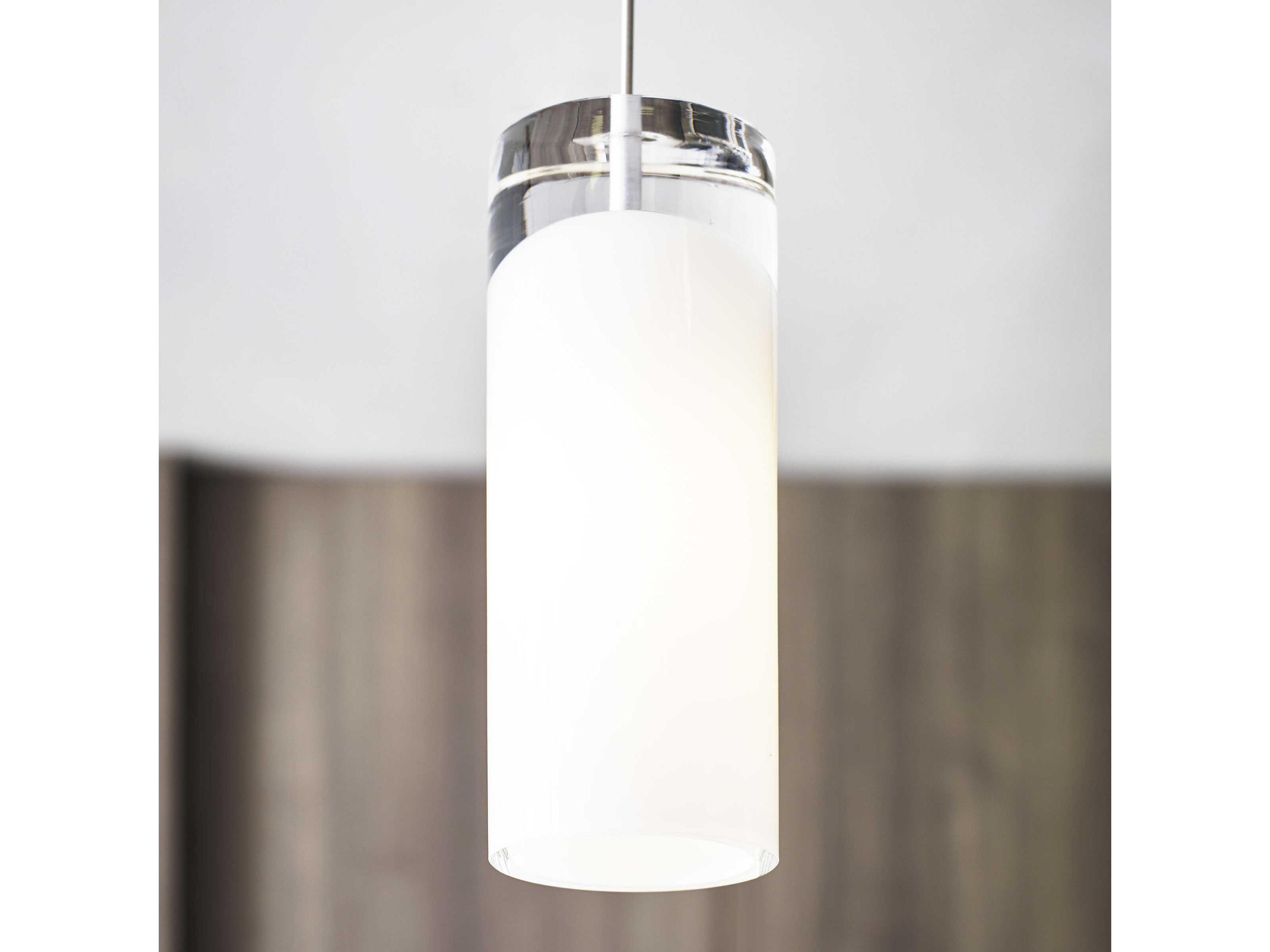 Visual Comfort Modern Horizon 1-Light Satin Nickel White Cylinder Mini Pendant