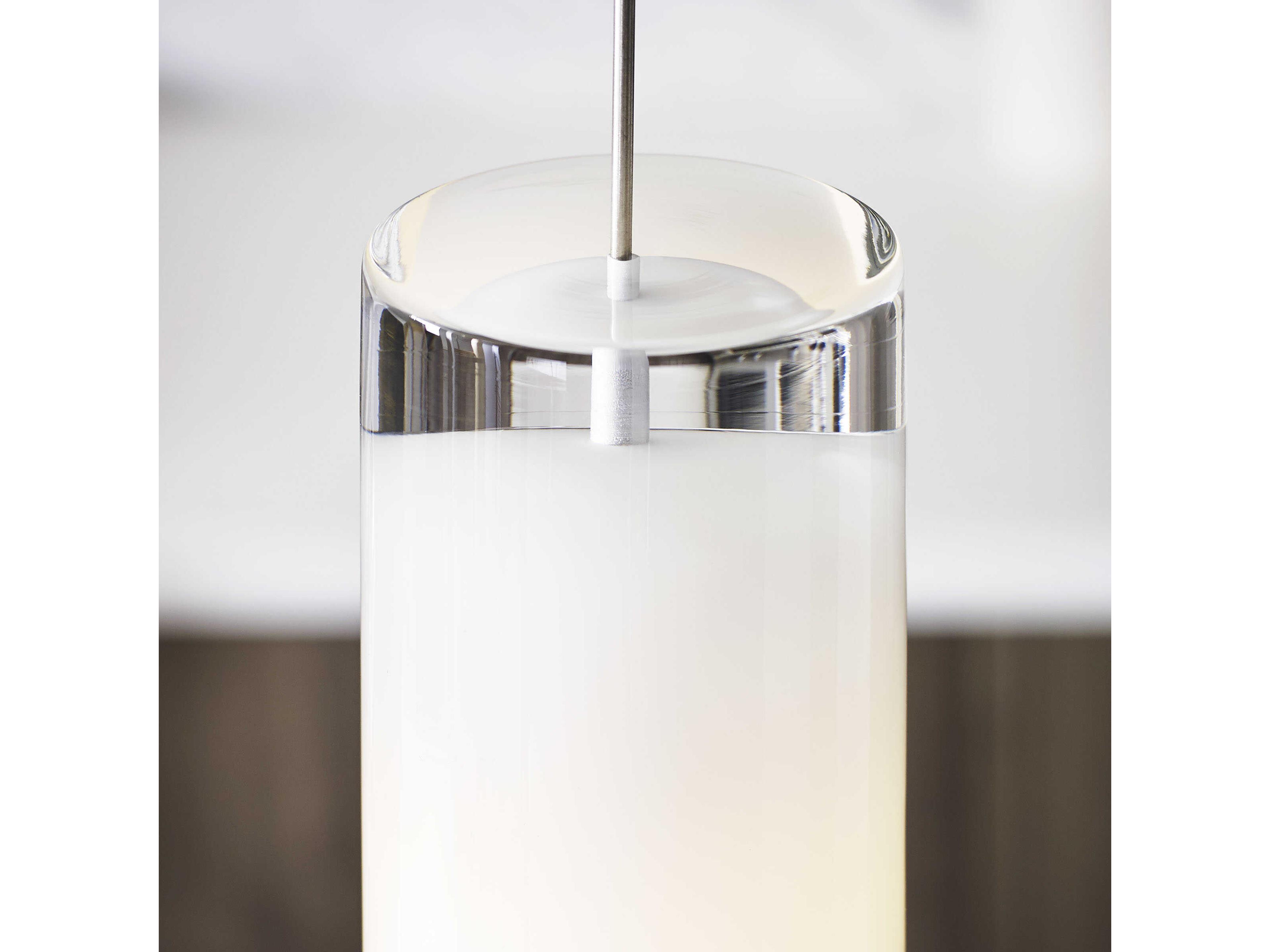 Visual Comfort Modern Horizon 1-Light Satin Nickel White Cylinder Mini Pendant