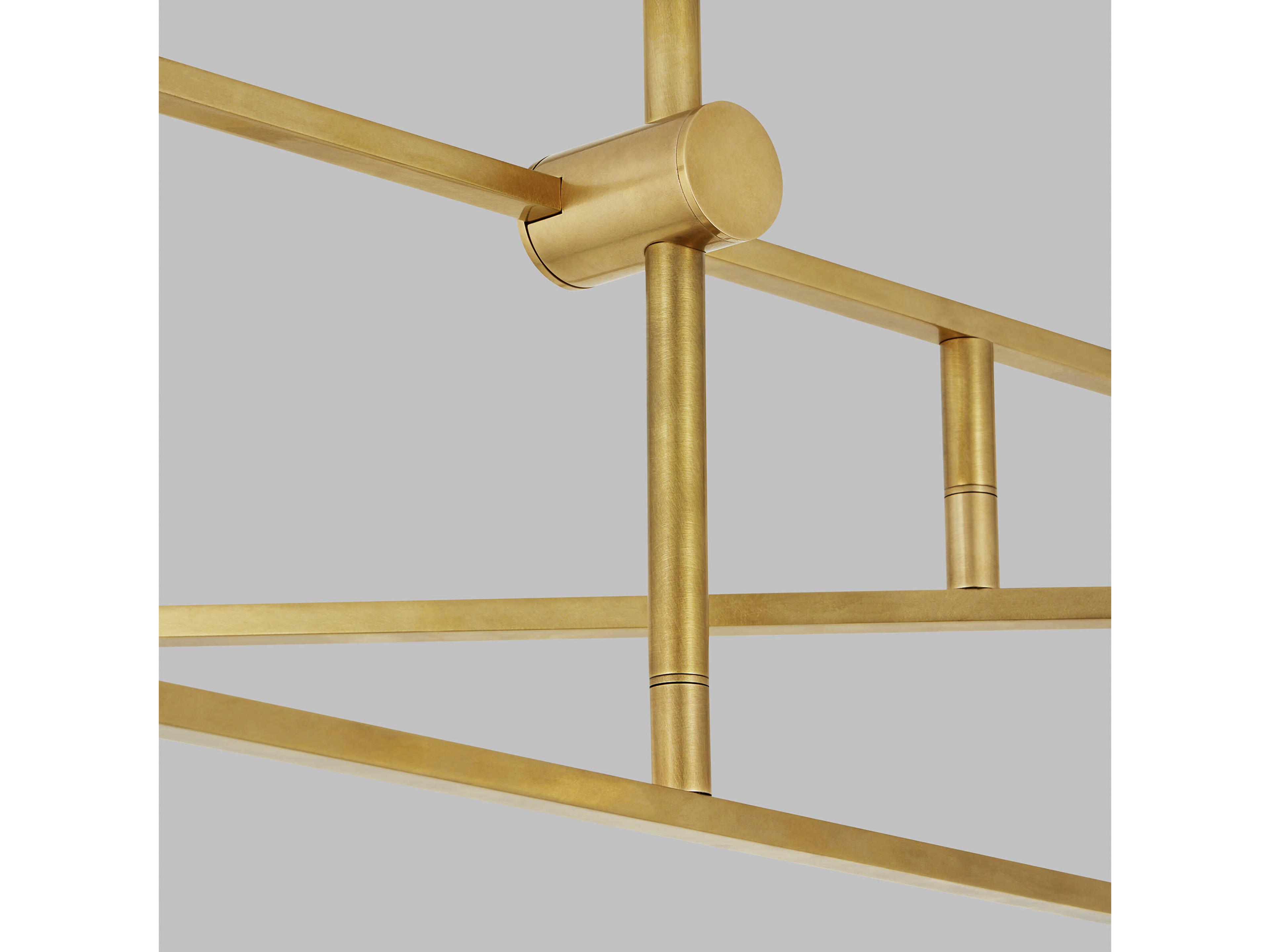 Visual Comfort Modern Klee 3-Light Natural Brass Linear Chandelier