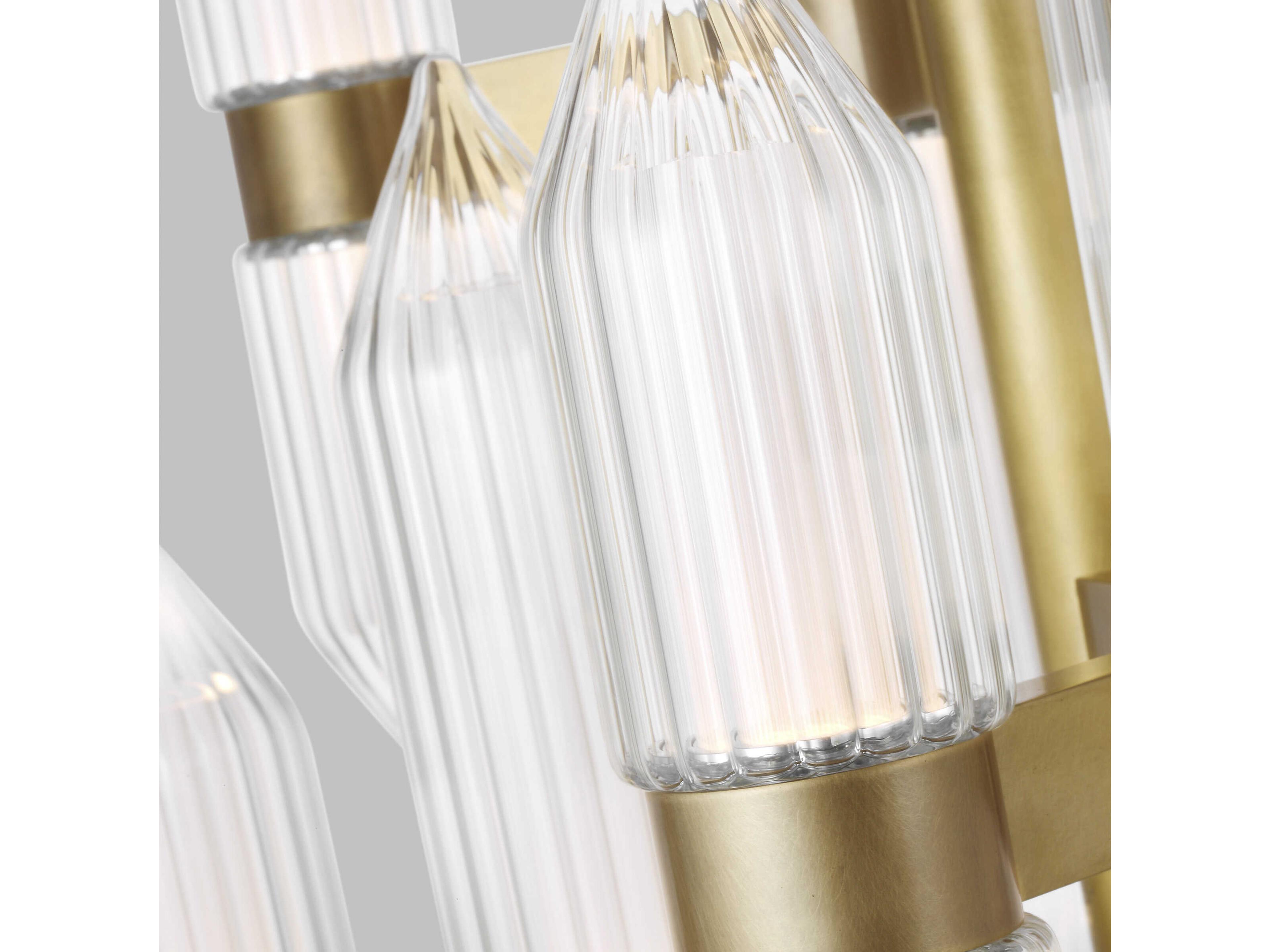 Visual Comfort Modern Langston 12-Light Plated Brass Tiered Chandelier