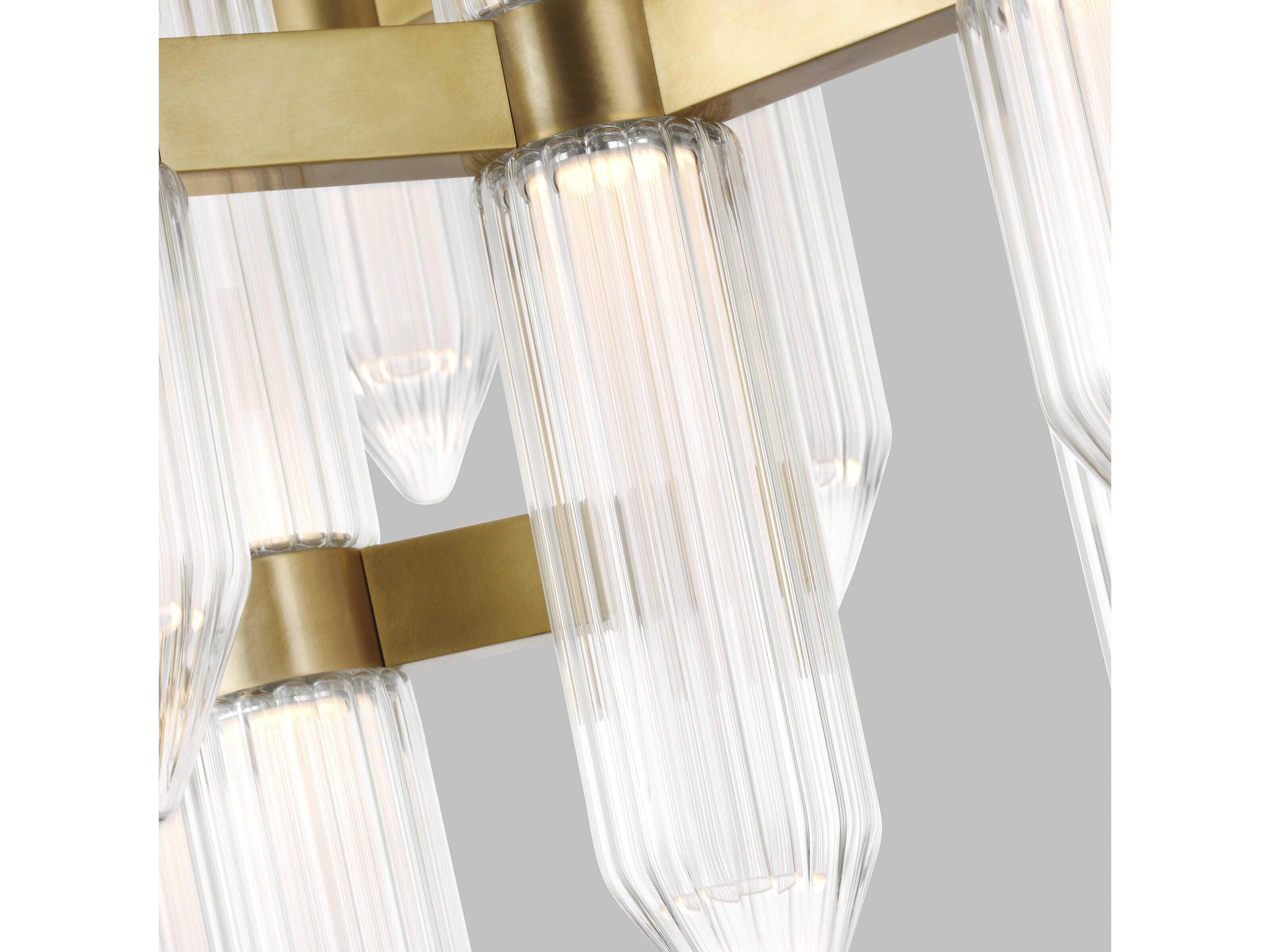 Visual Comfort Modern Langston 12-Light Plated Brass Tiered Chandelier