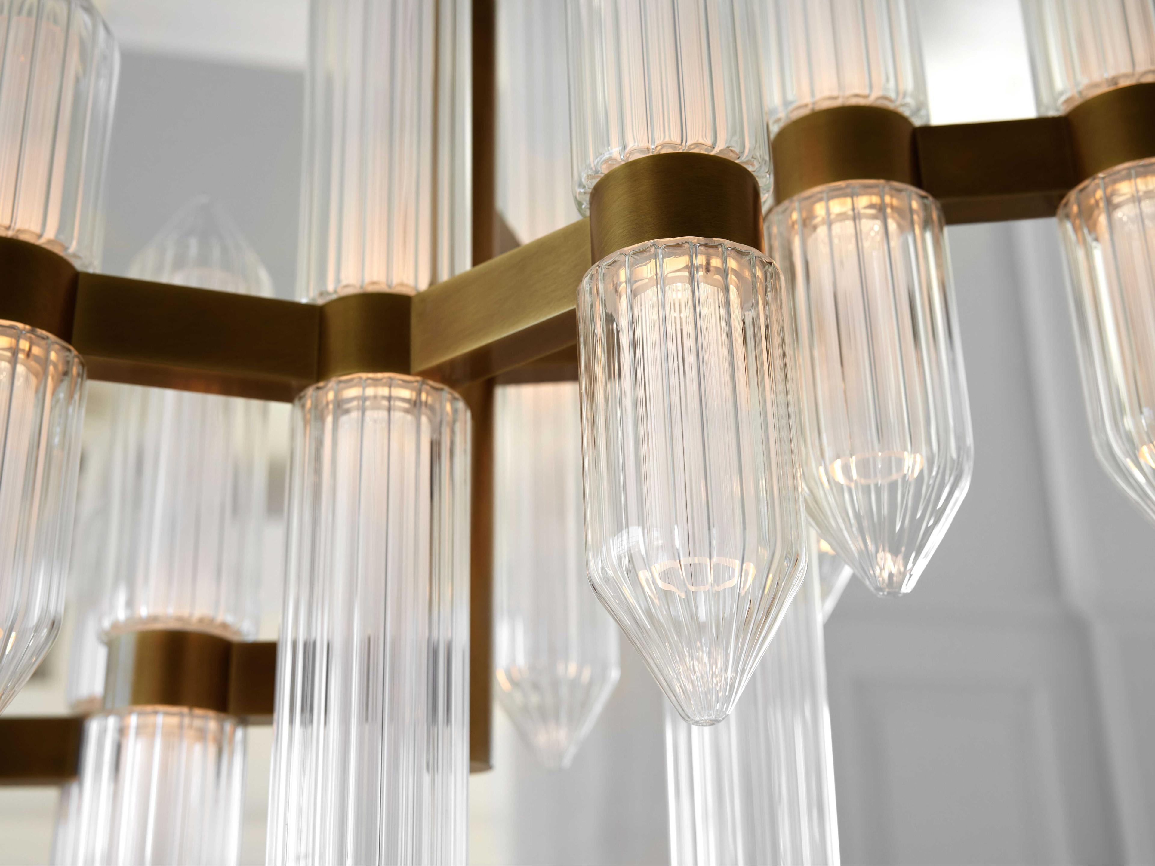 Visual Comfort Modern Langston 12-Light Plated Brass Tiered Chandelier