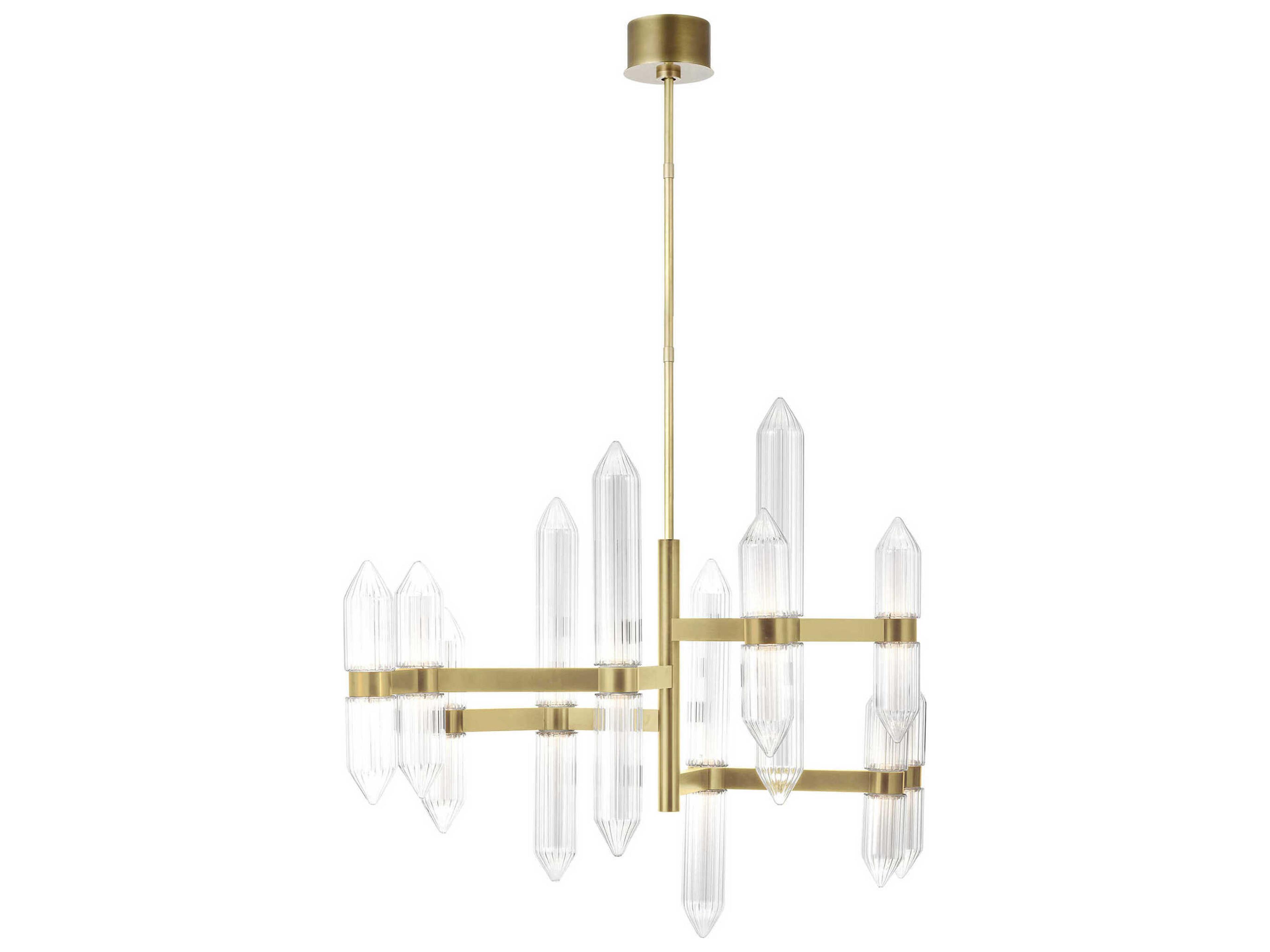 Langston Large LED Chandelier in Plated Brass