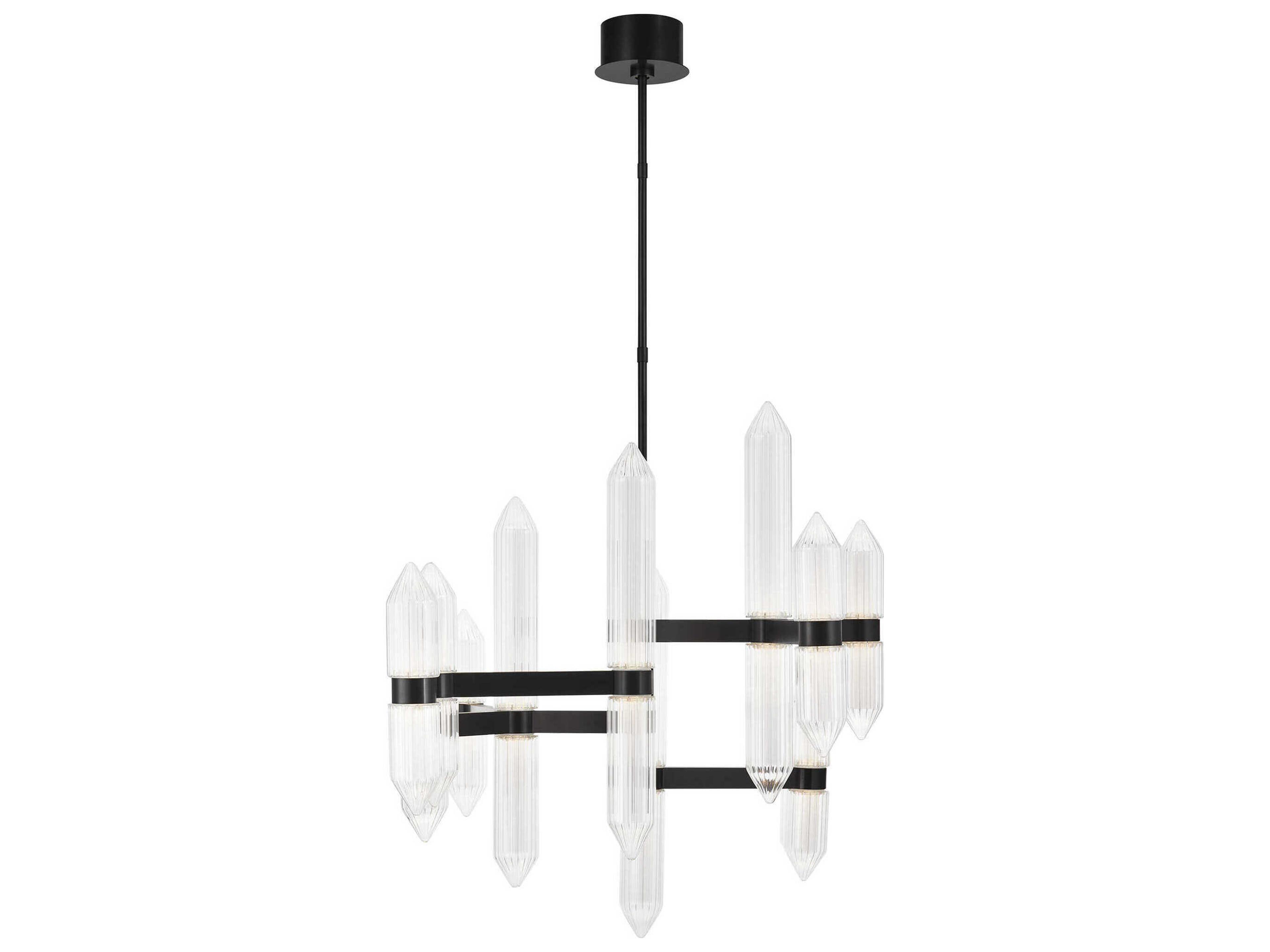 Visual Comfort Modern Langston 12-Light Plated Dark Bronze Tiered Chandelier
