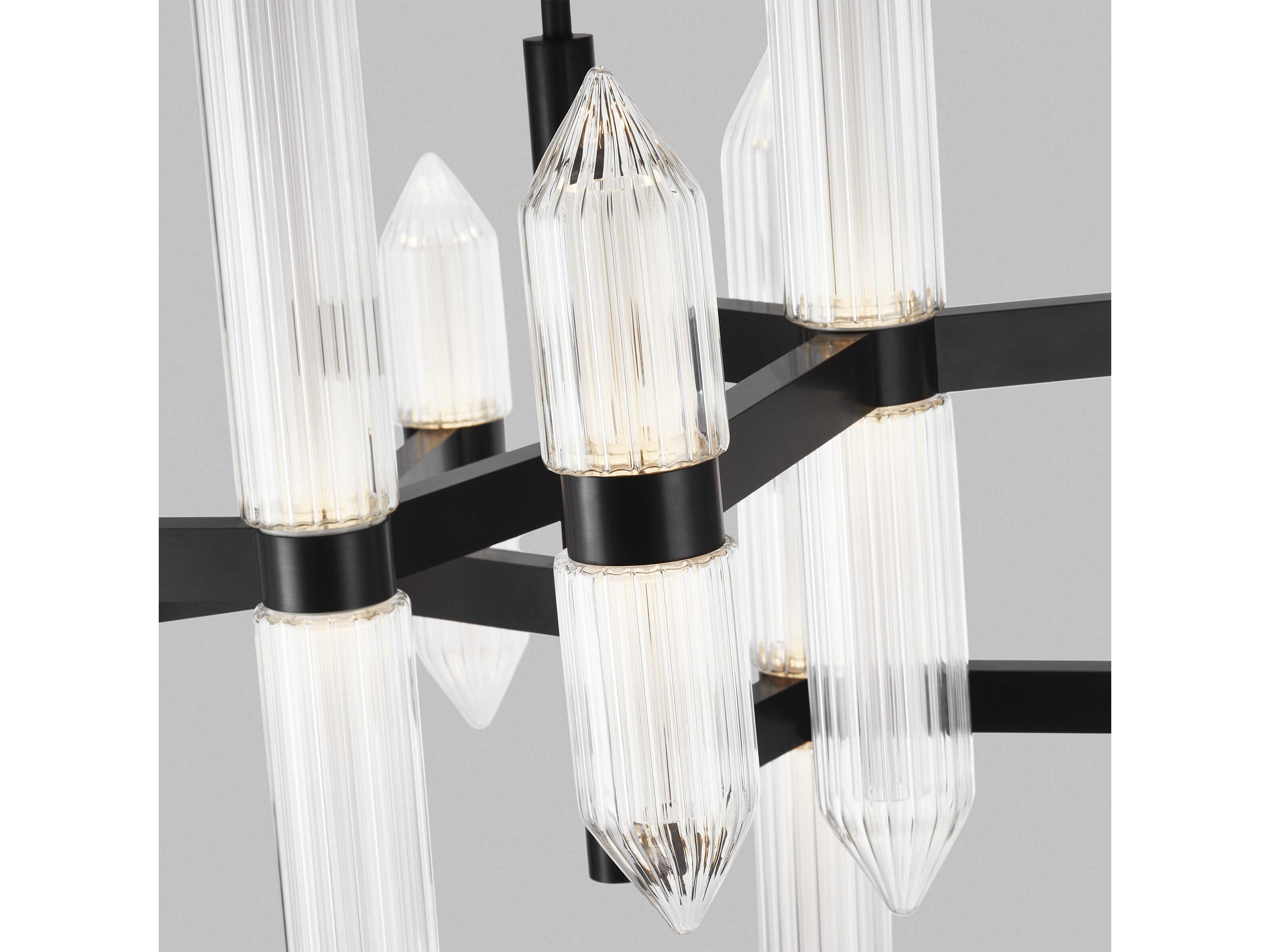 Visual Comfort Modern Langston 12-Light Plated Dark Bronze Tiered Chandelier