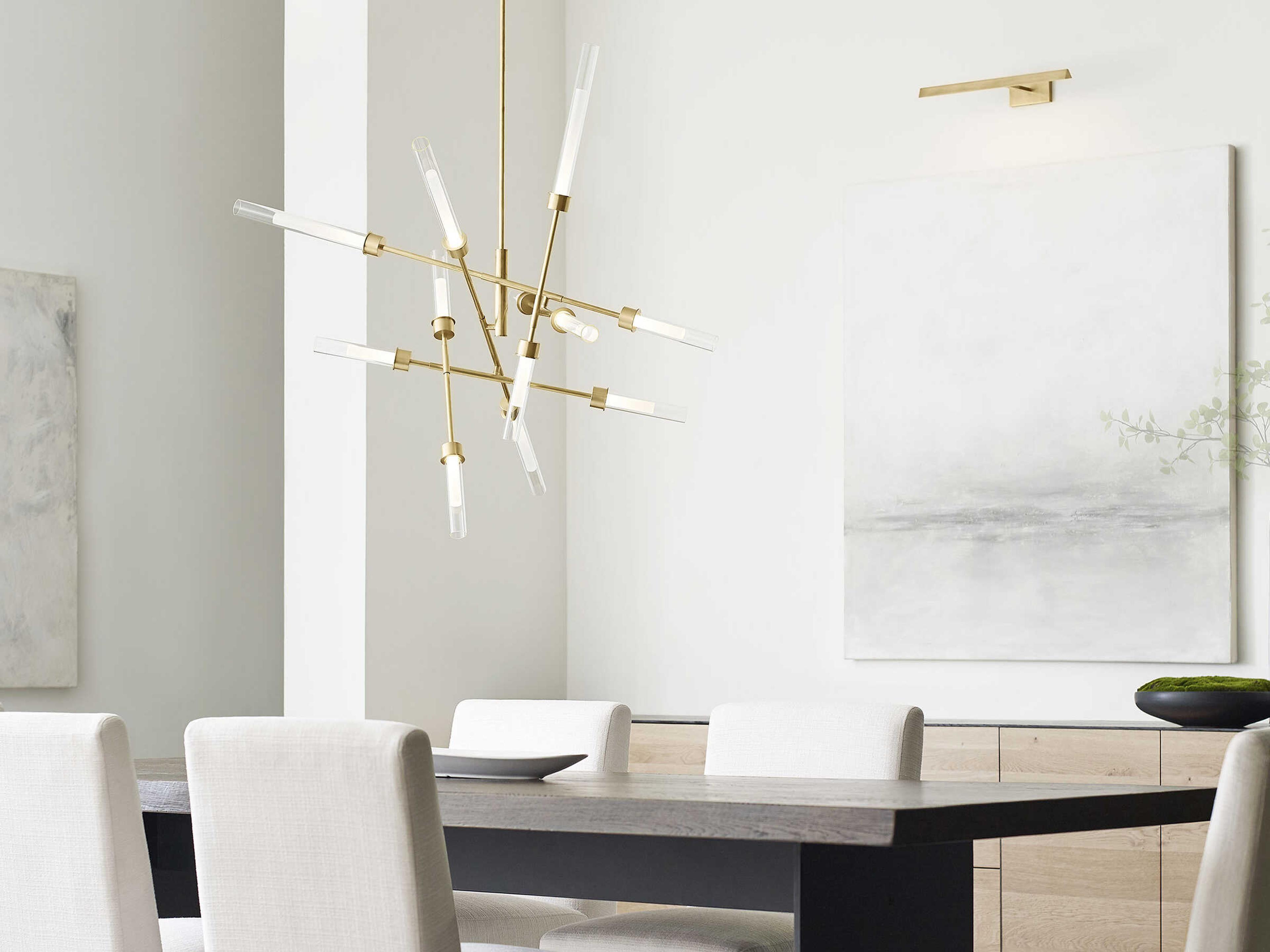 Visual Comfort Modern Linger 12-Light Natural Brass Chandelier