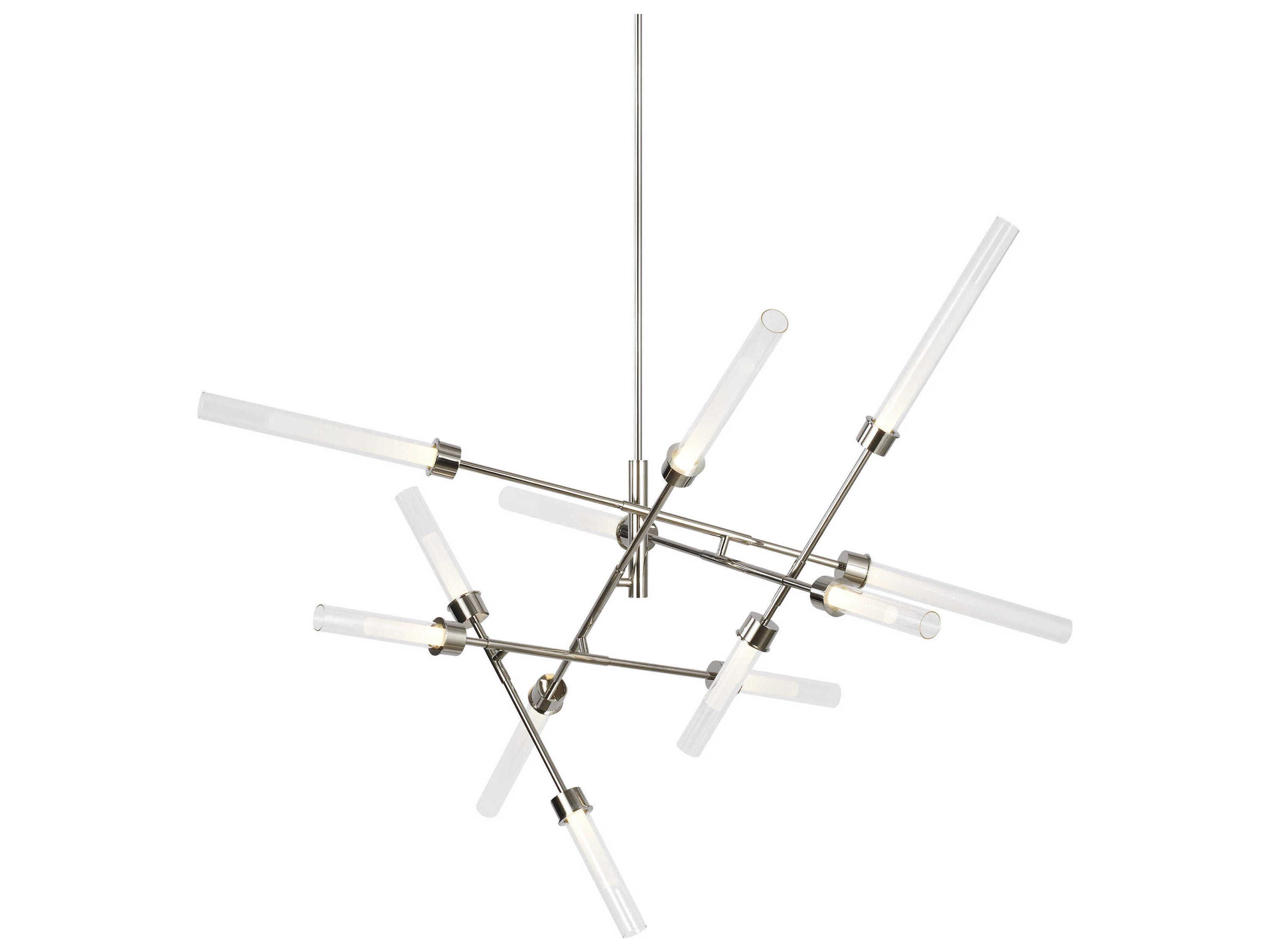 Visual Comfort Modern Linger 12-Light Polished Nickel Chandelier