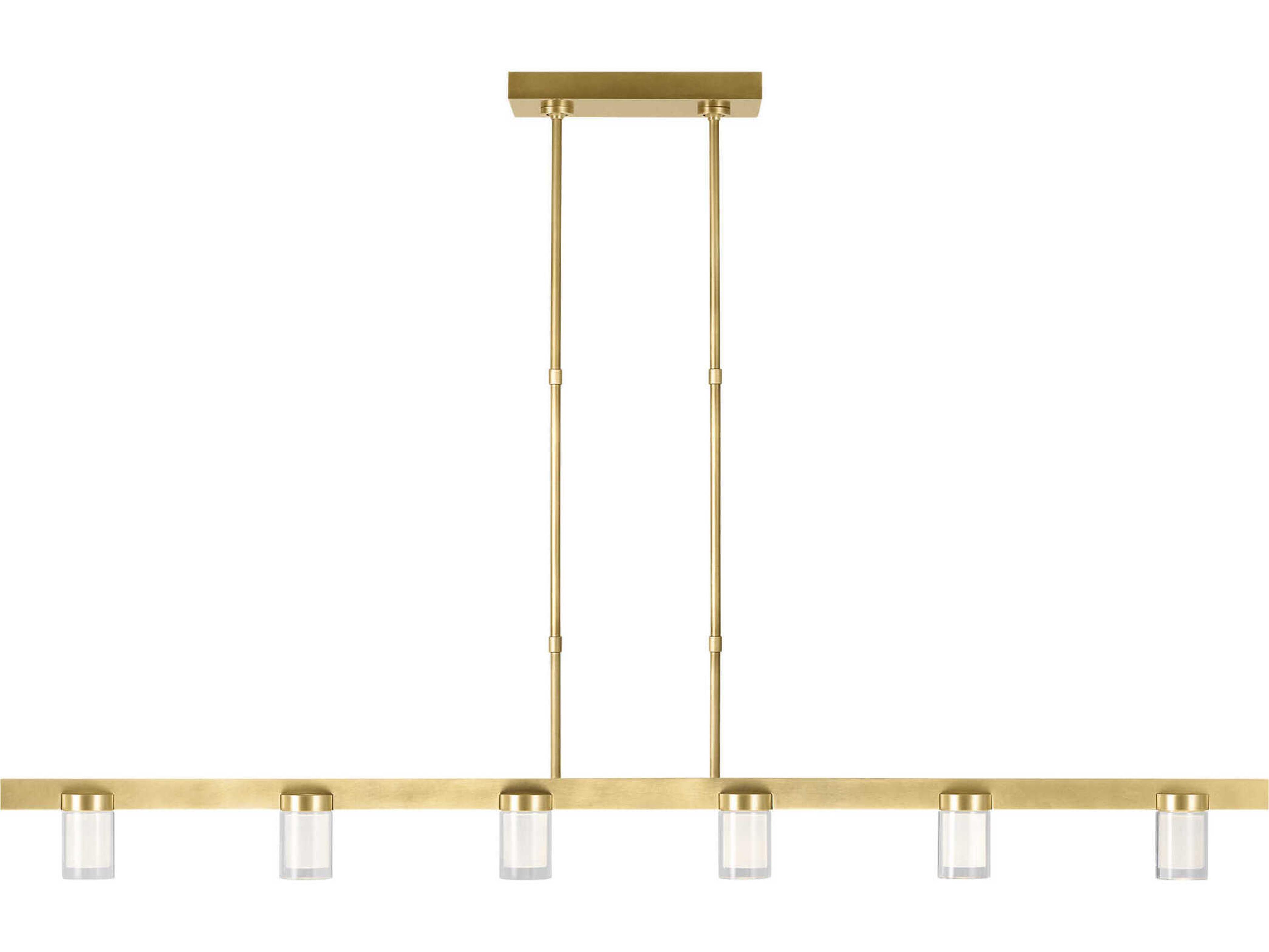 Visual Comfort Modern Esfera 6-Light Natural Brass Linear Island Pendant