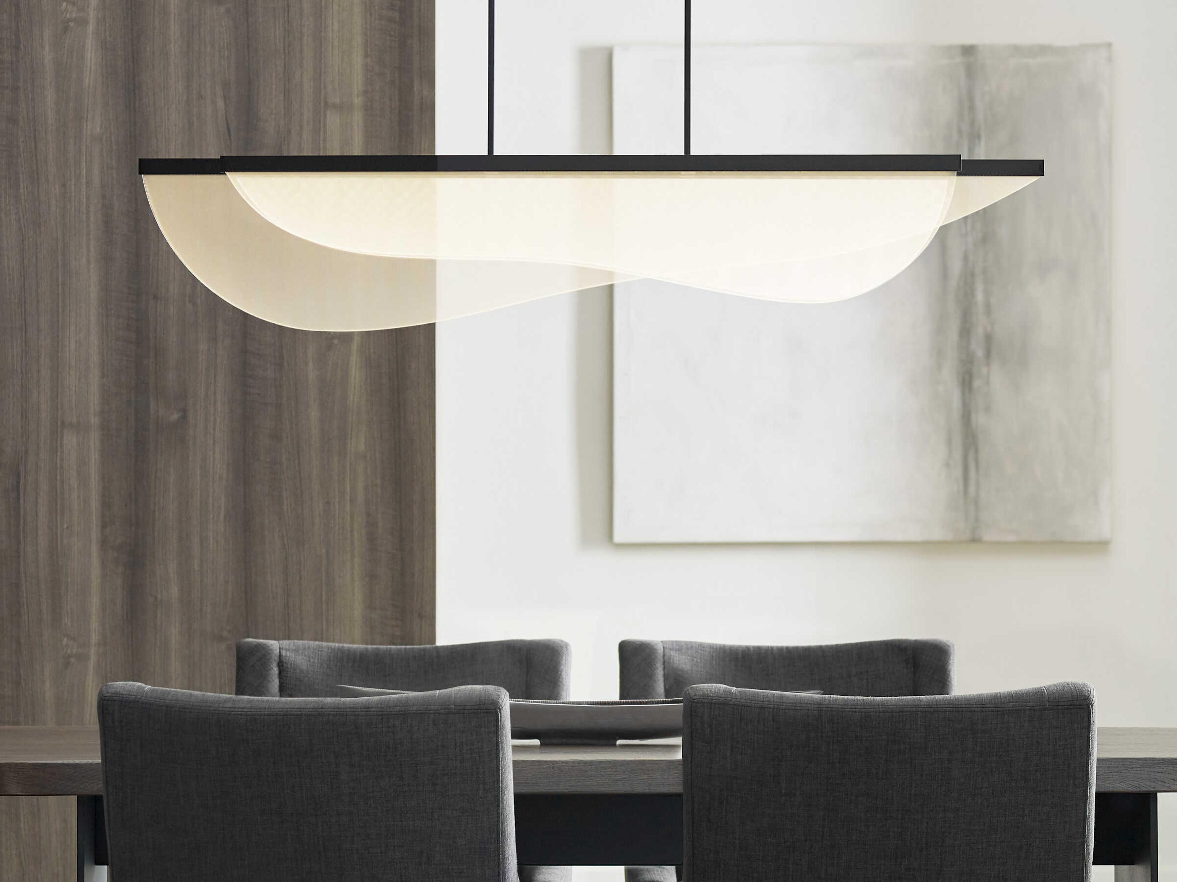 Visual Comfort Modern Nyra 3-Light Nightshade Black Island Pendant